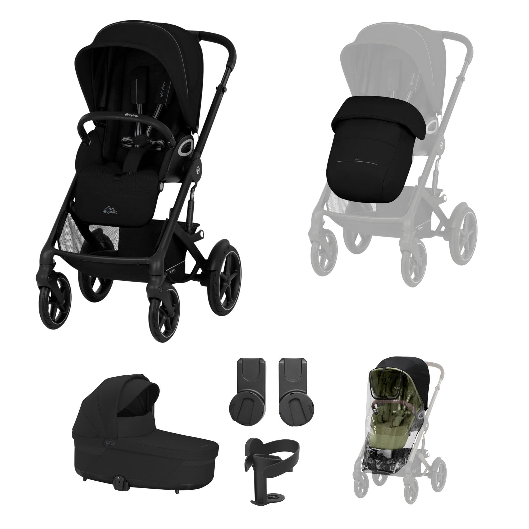 Cybex Talos S Lux 8 Piece Bundle in Moon Black Baby Prams 21401-TAL-8PC-CC-BLK 4063846534296