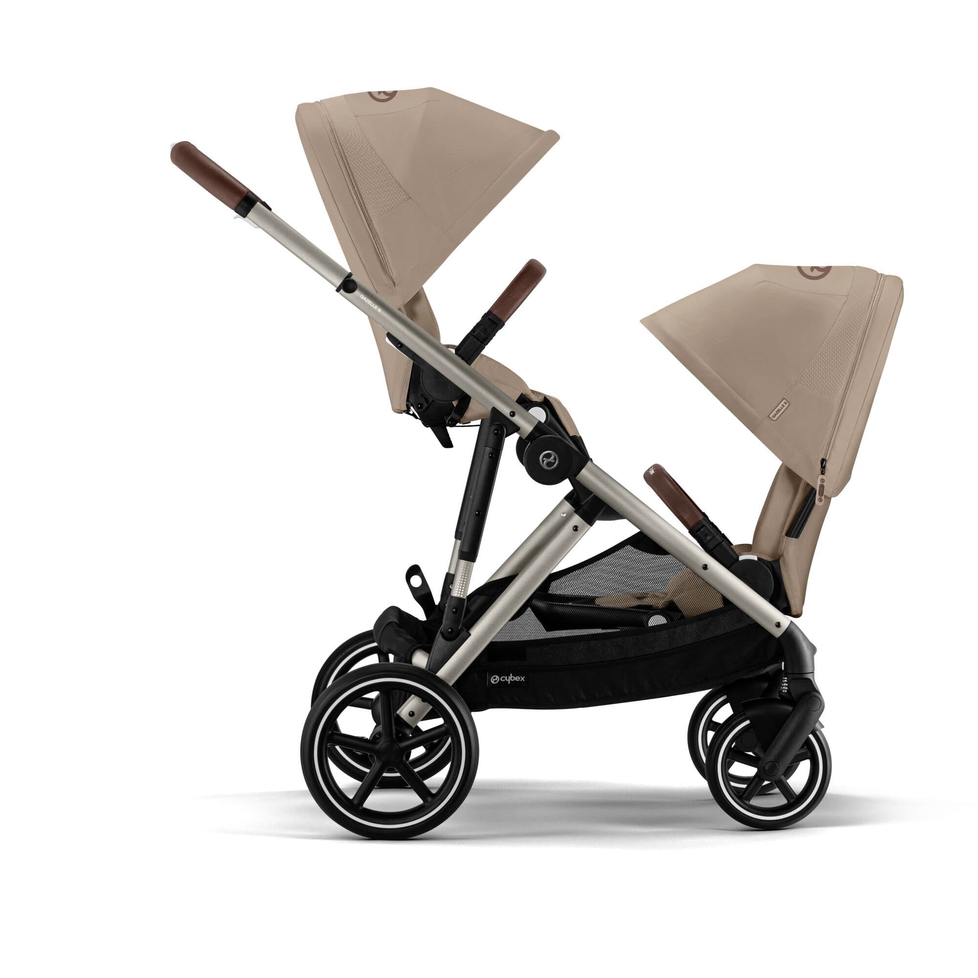 Cybex Gazelle S Twin Essential Pushchair Bundle in Almond Beige Double & Twin Prams