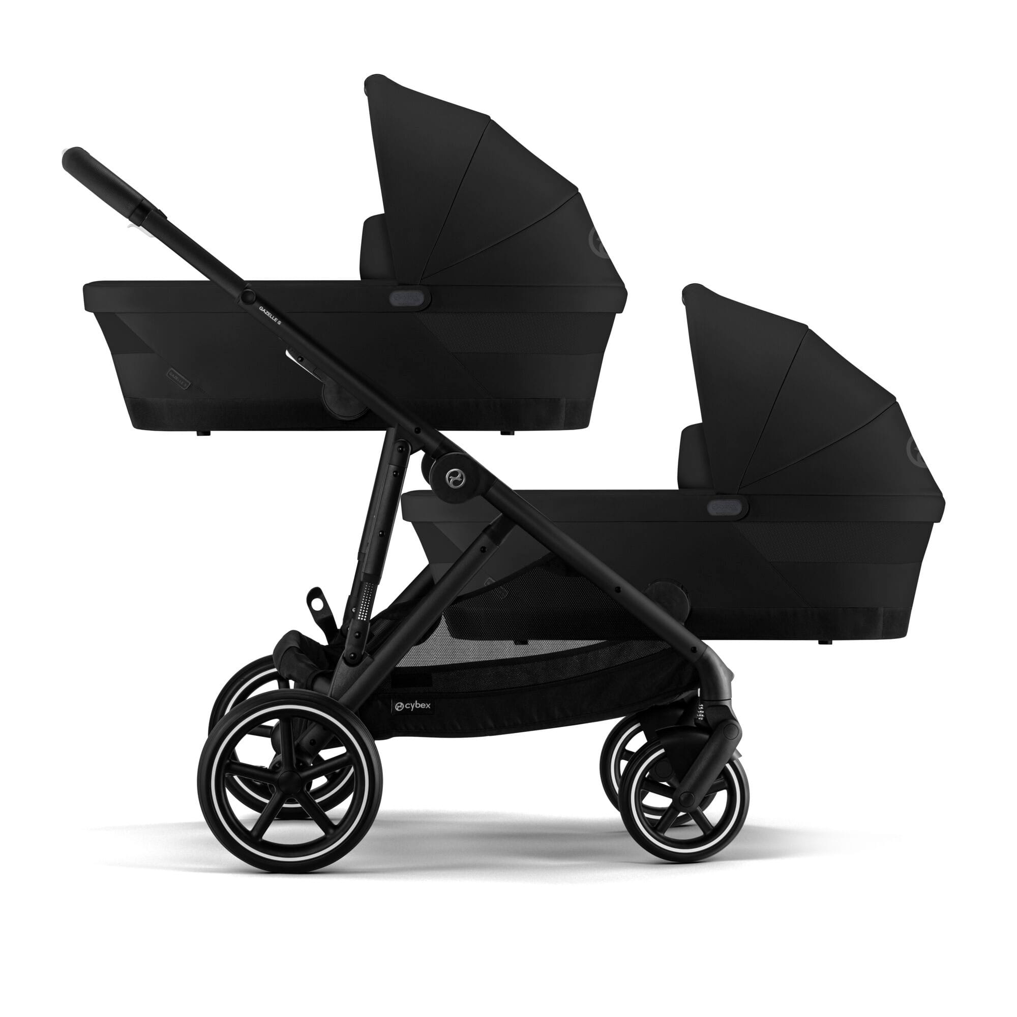 Cybex Gazelle S Twin Essential Pushchair Bundle in Moon Black Double & Twin Prams
