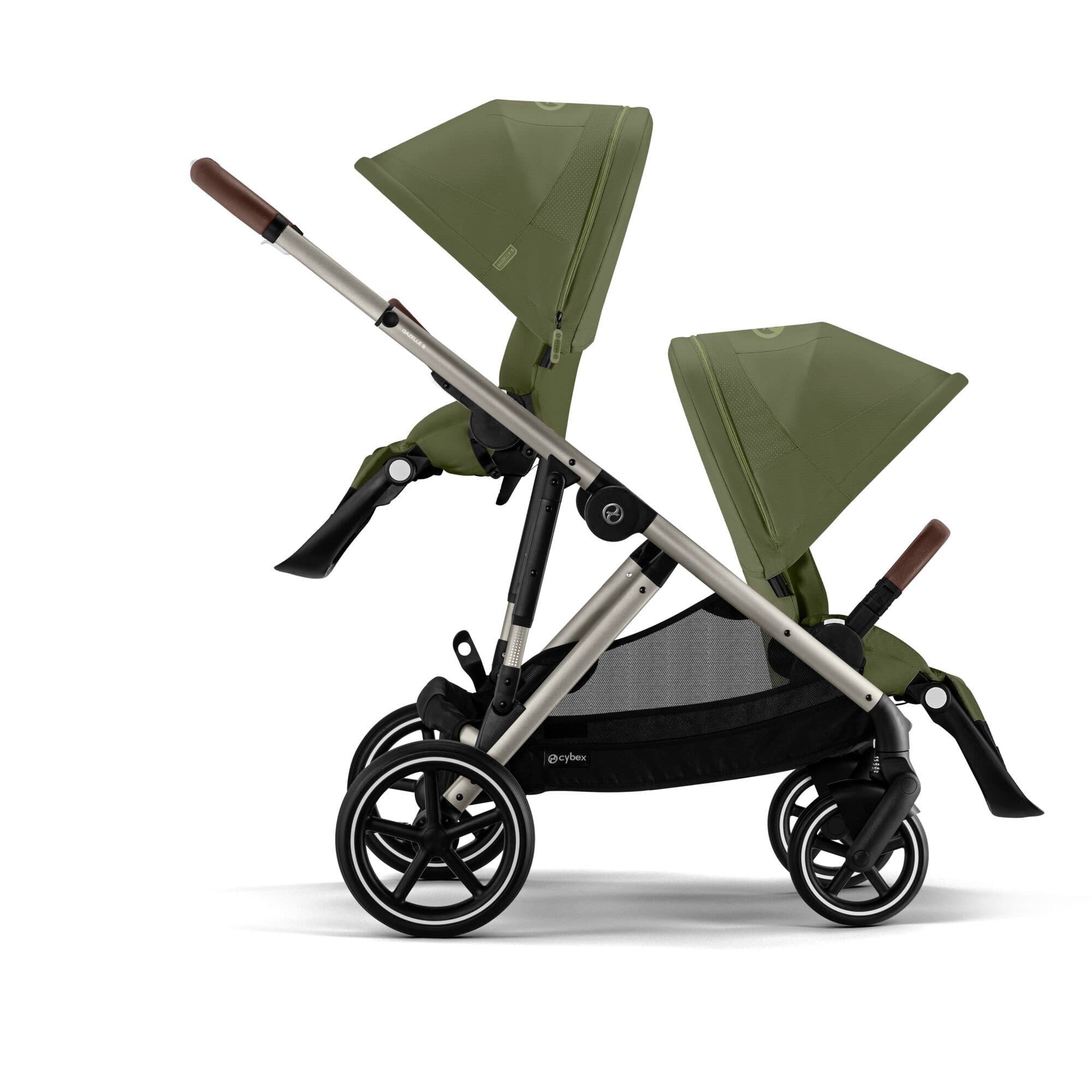 Cybex Gazelle S Twin Essential Pushchair Bundle in Moss Green Double & Twin Prams