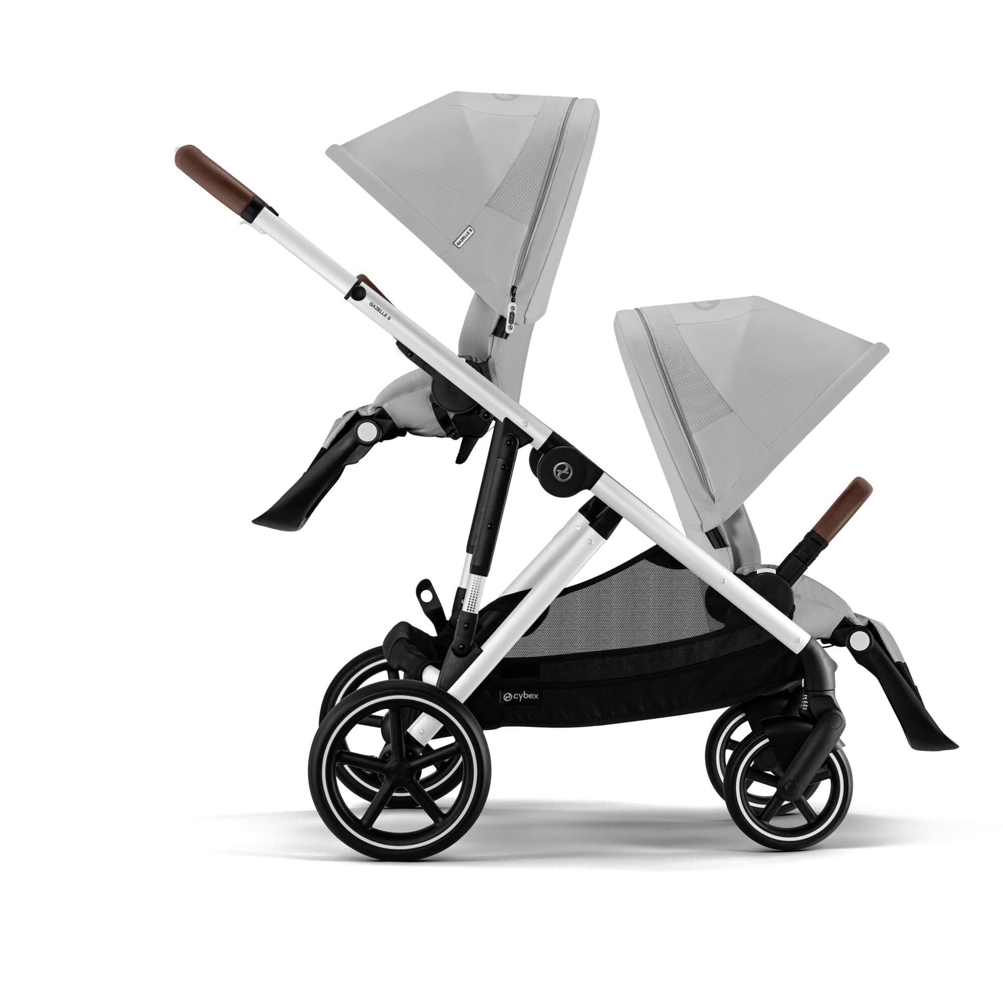 Cybex Gazelle S Twin Essential Pushchair Bundle in Stone Grey Double & Twin Prams