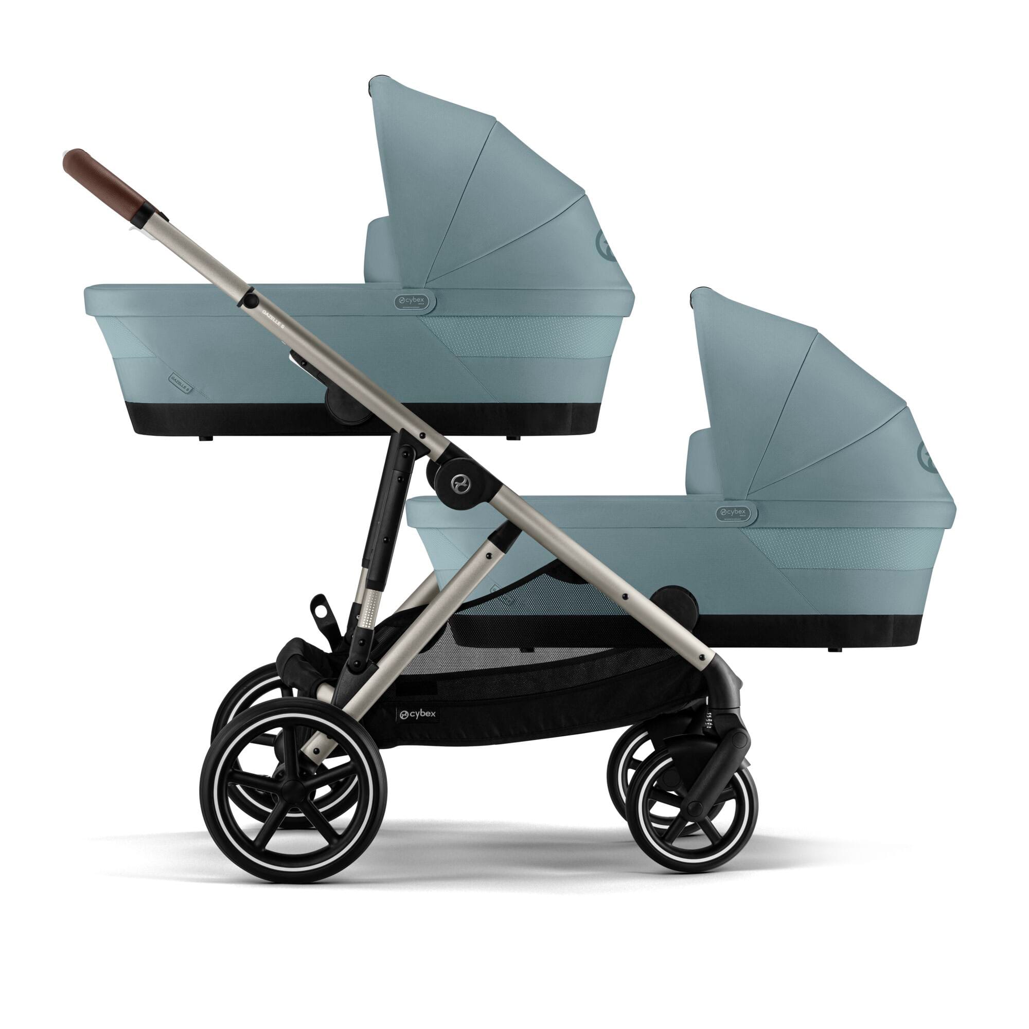 Cybex Gazelle S Twin Essential Pushchair Bundle in Stormy Blue Double & Twin Prams