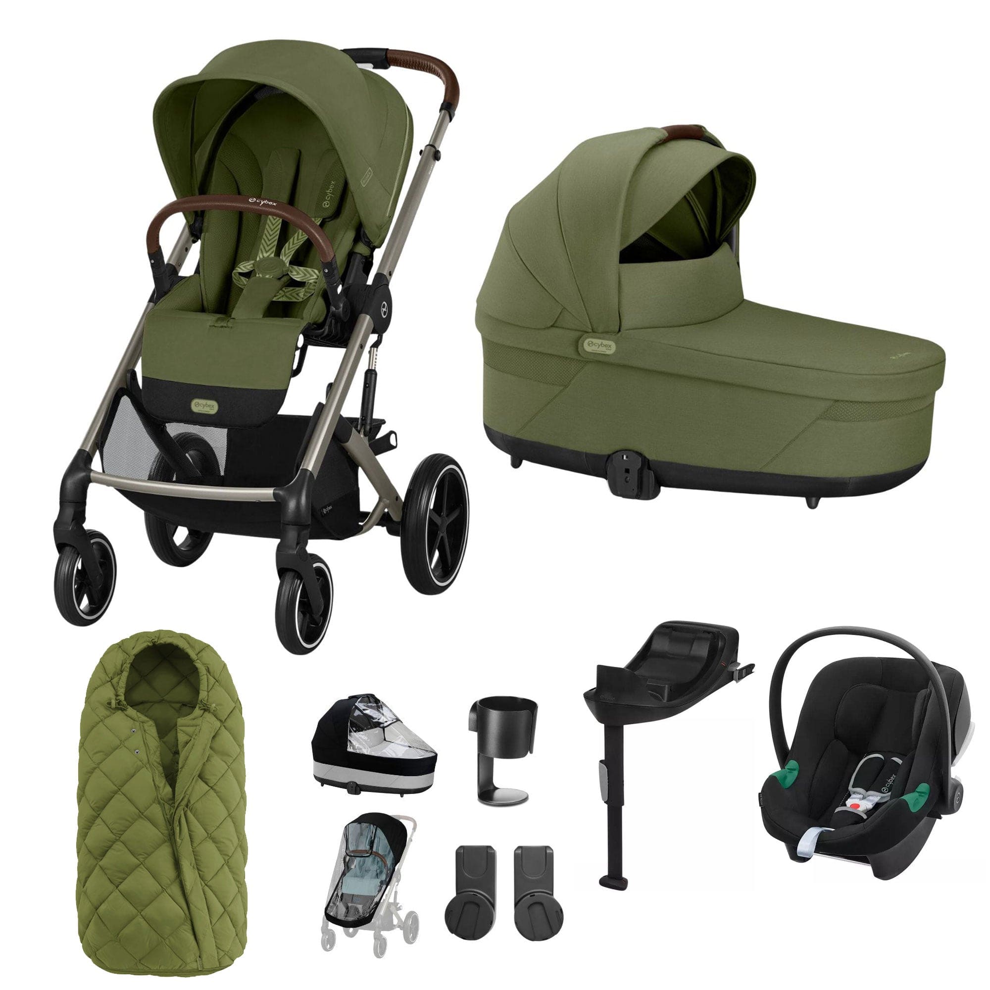 Cybex Balios S Lux Comfort Bundle in Taupe/Moss Green Travel Systems 19391-COM-MOSS-3 4063846511228
