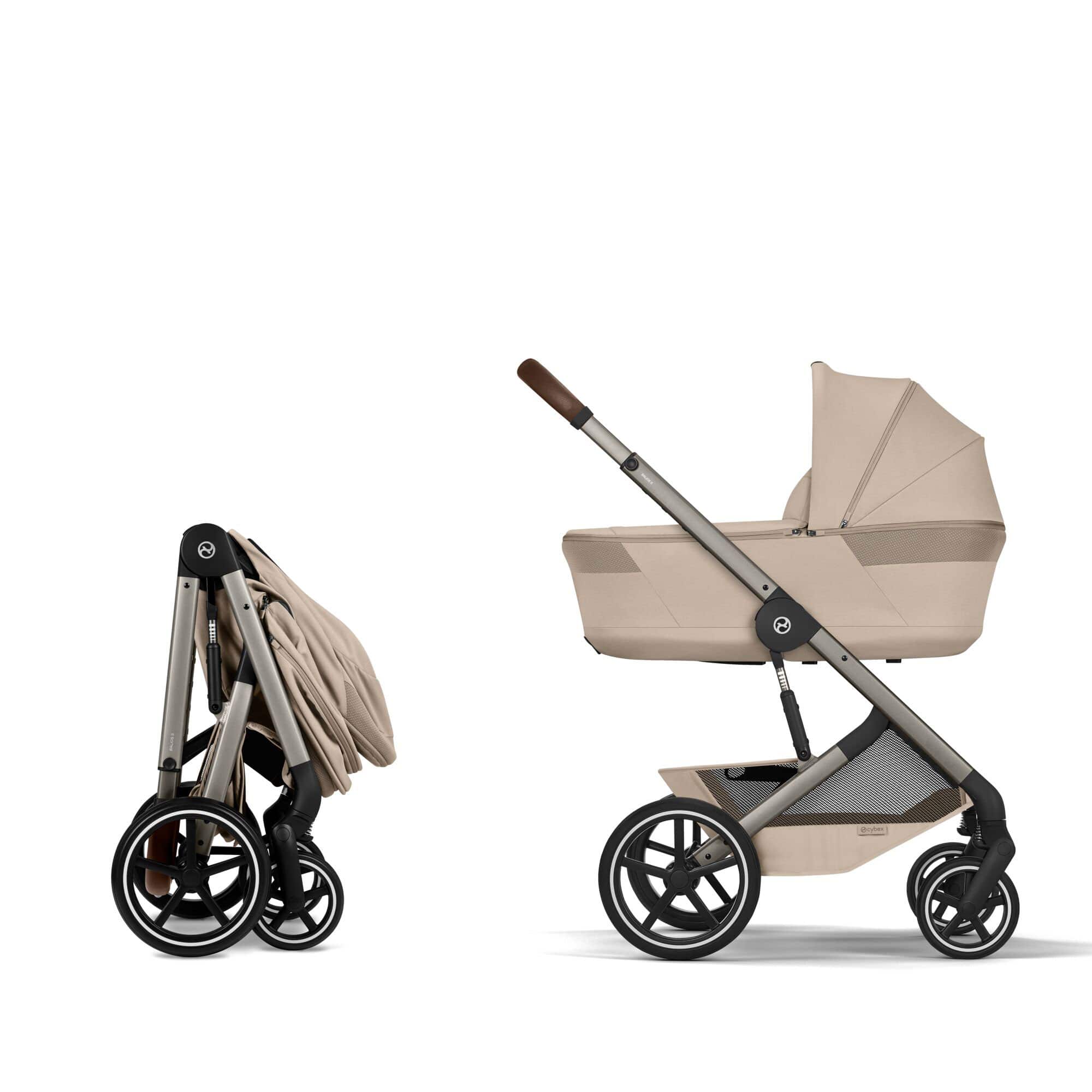 Cybex Balios S Lux Foldable Carrycot Travel System in Almond Beige Travel Systems