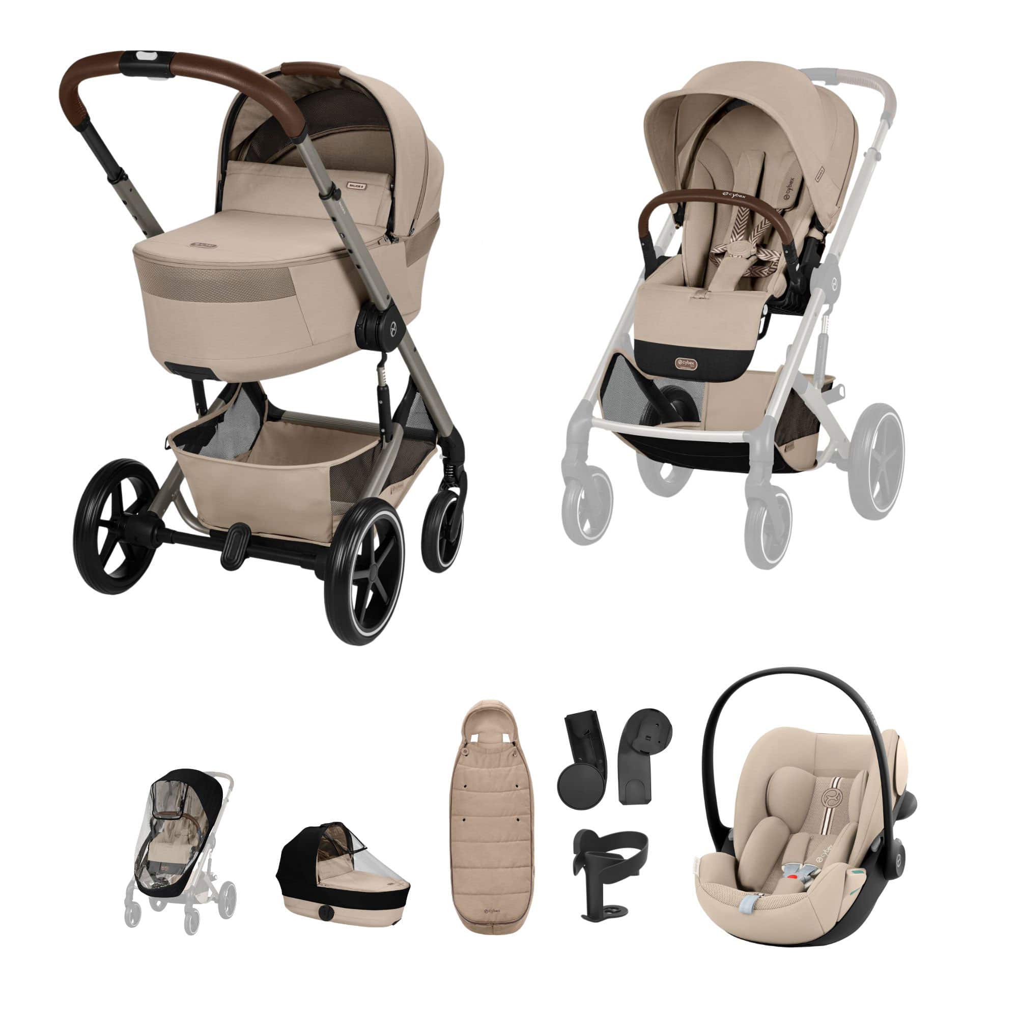 Cybex Balios S Lux Foldable Carrycot Travel System in Almond Beige Travel Systems 23033-BAL-TVS-PLUS-ALM-1 4063846591718