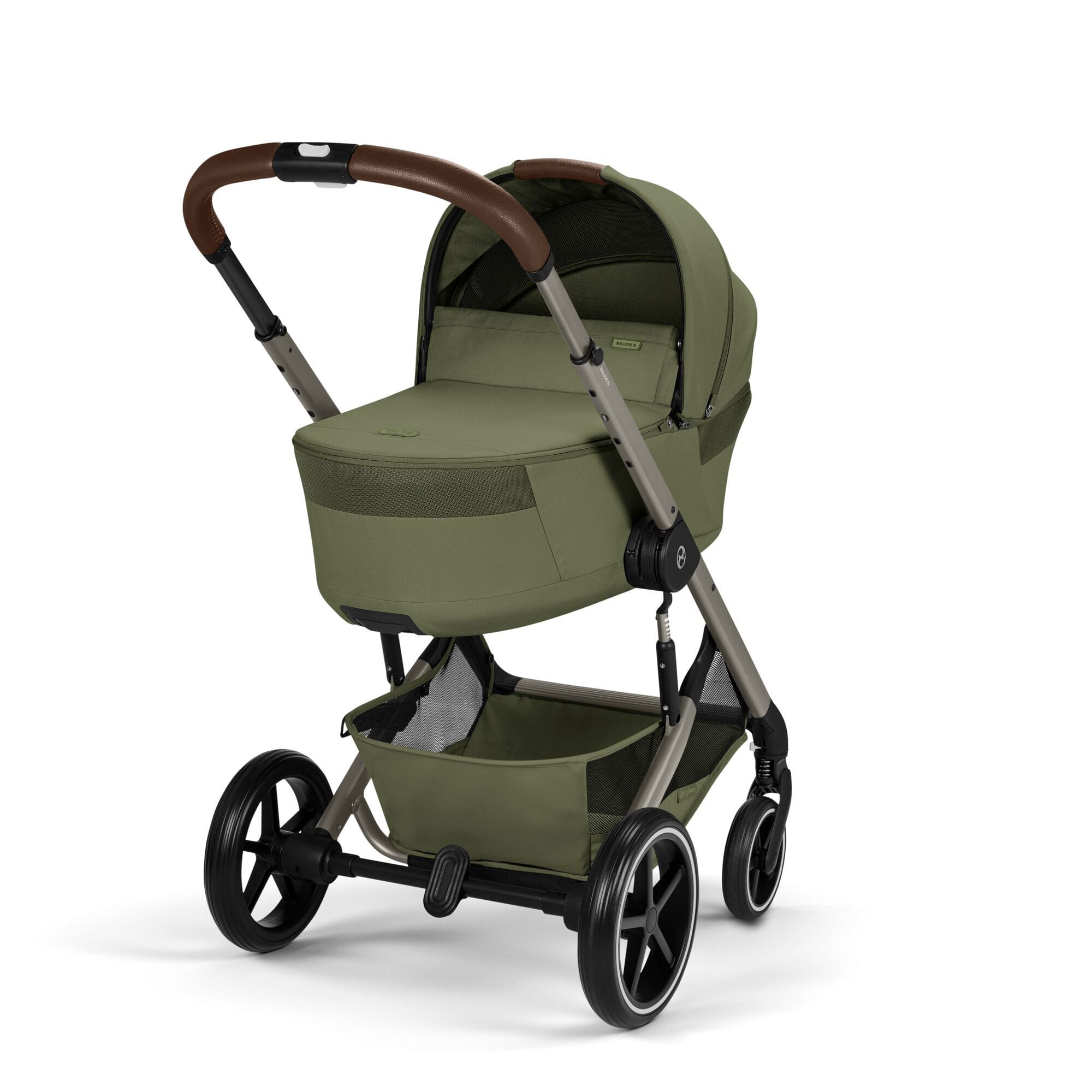 Cybex Balios S Lux Foldable Carrycot Travel System in Moss Green Travel Systems