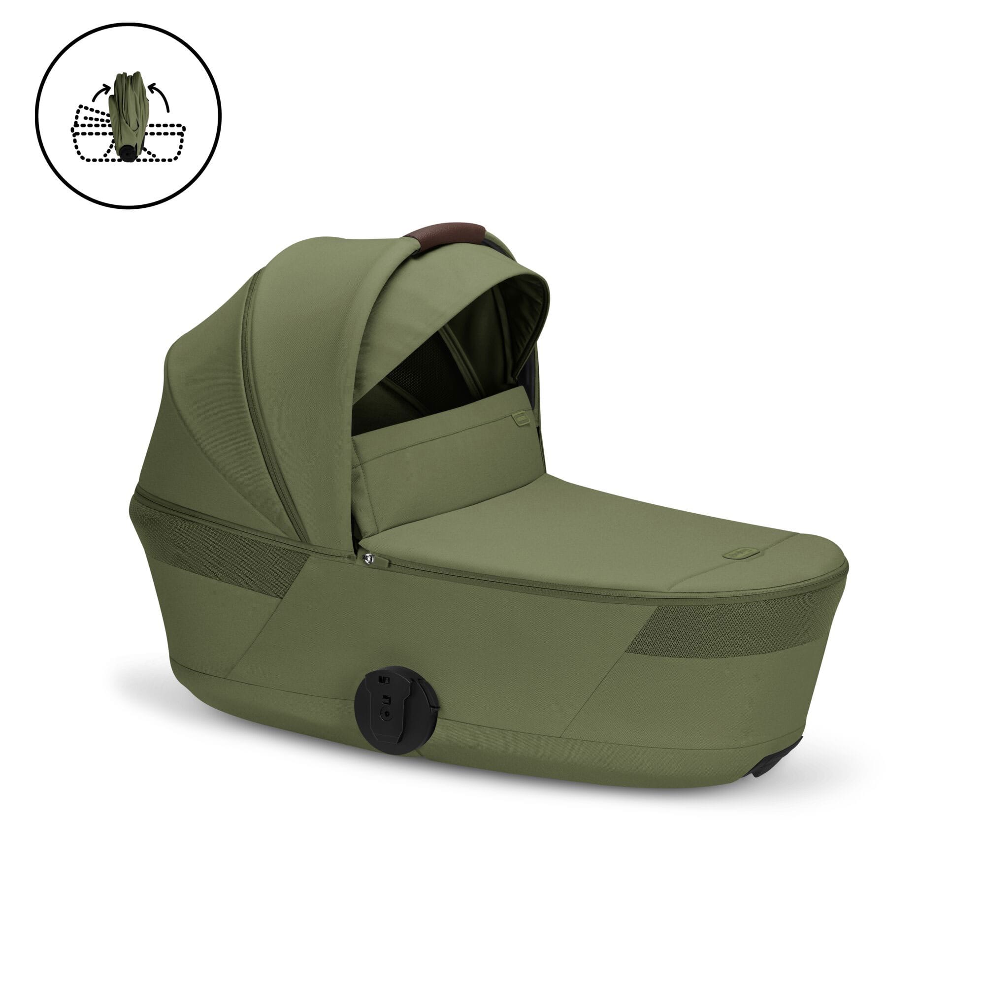 Cybex Balios S Lux Foldable Carrycot Travel System in Moss Green Travel Systems