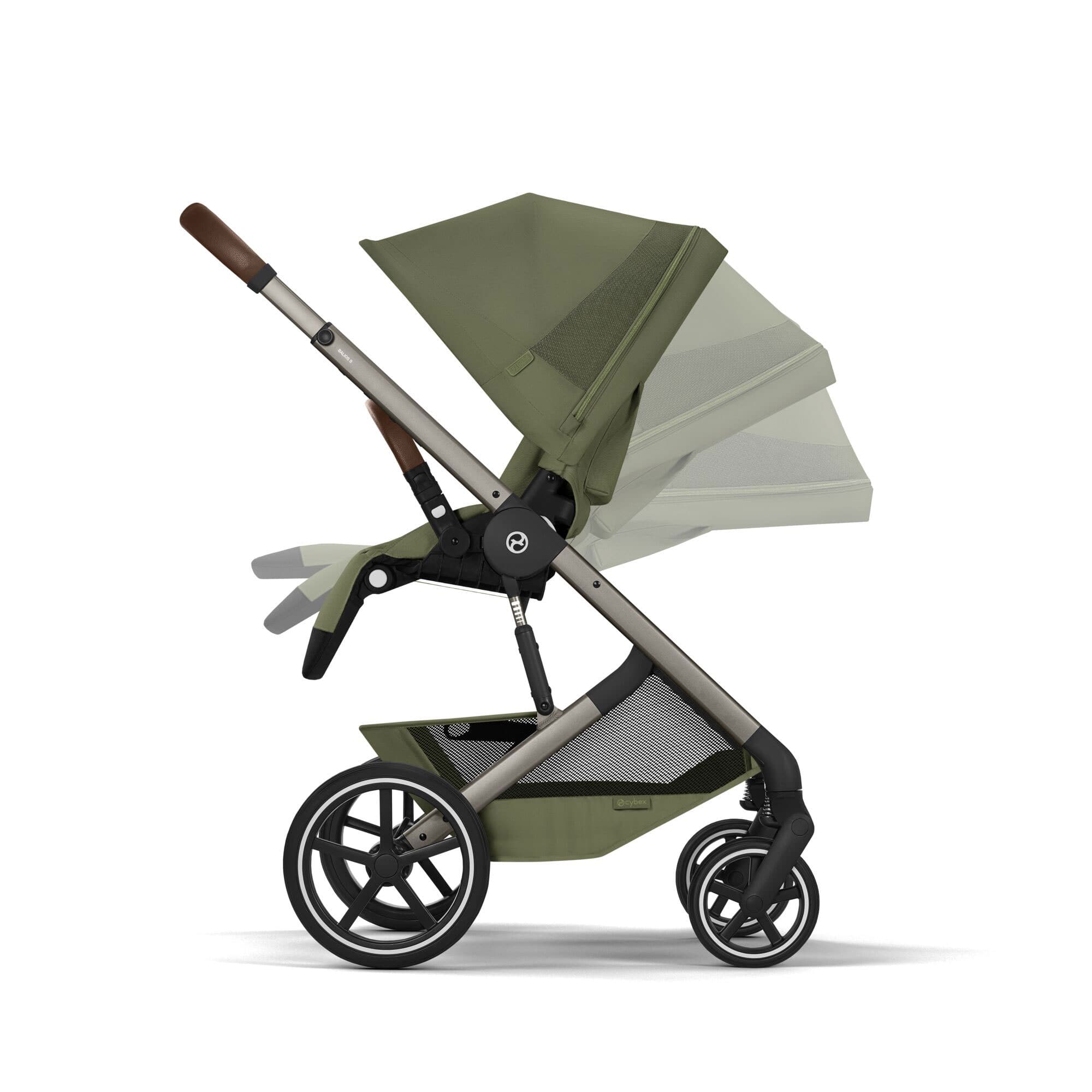 Cybex Balios S Lux Foldable Carrycot Travel System in Moss Green Travel Systems