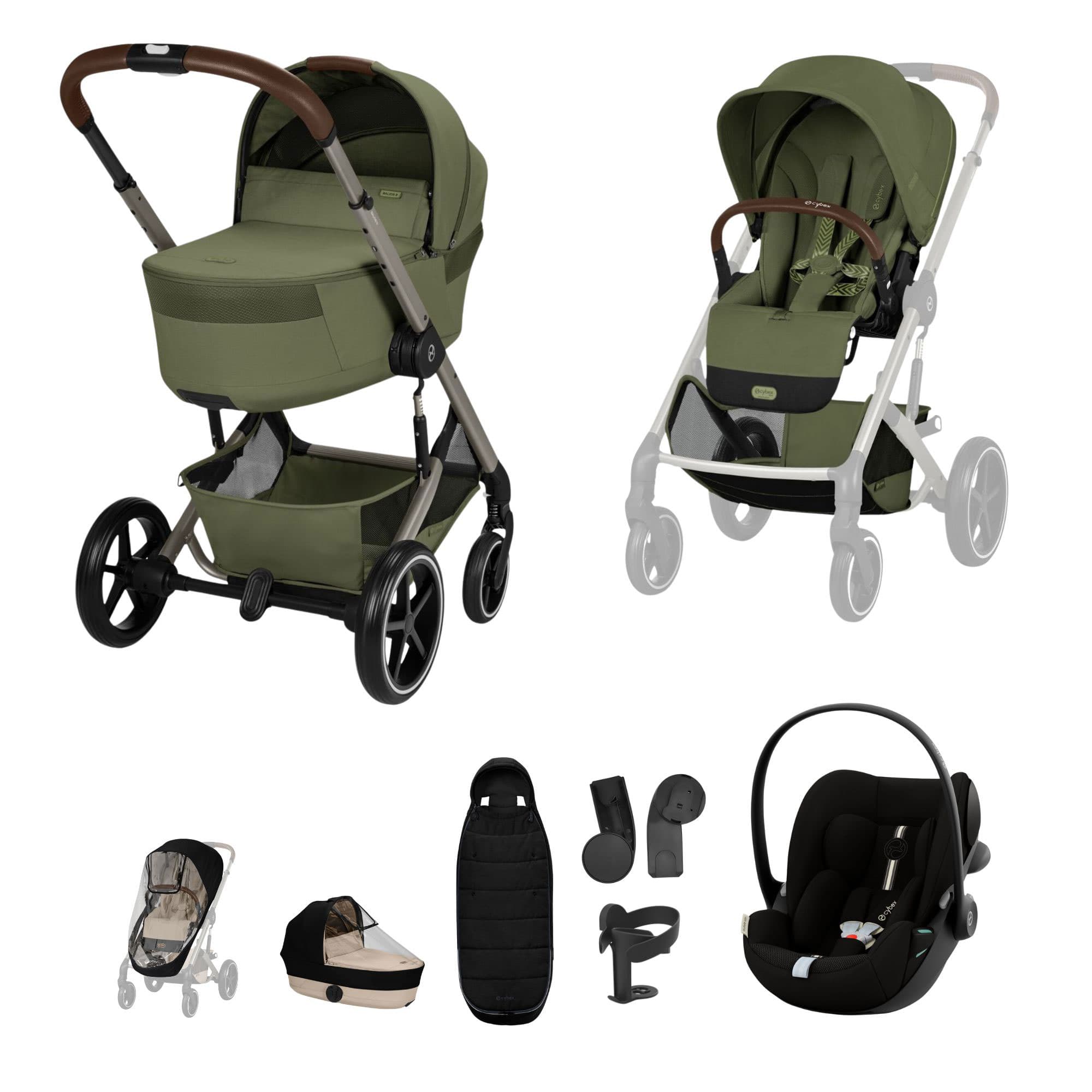 Cybex Balios S Lux Foldable Carrycot Travel System in Moss Green Travel Systems 23033-BAL-TVS-PLUS-MOS-1 4063846591756