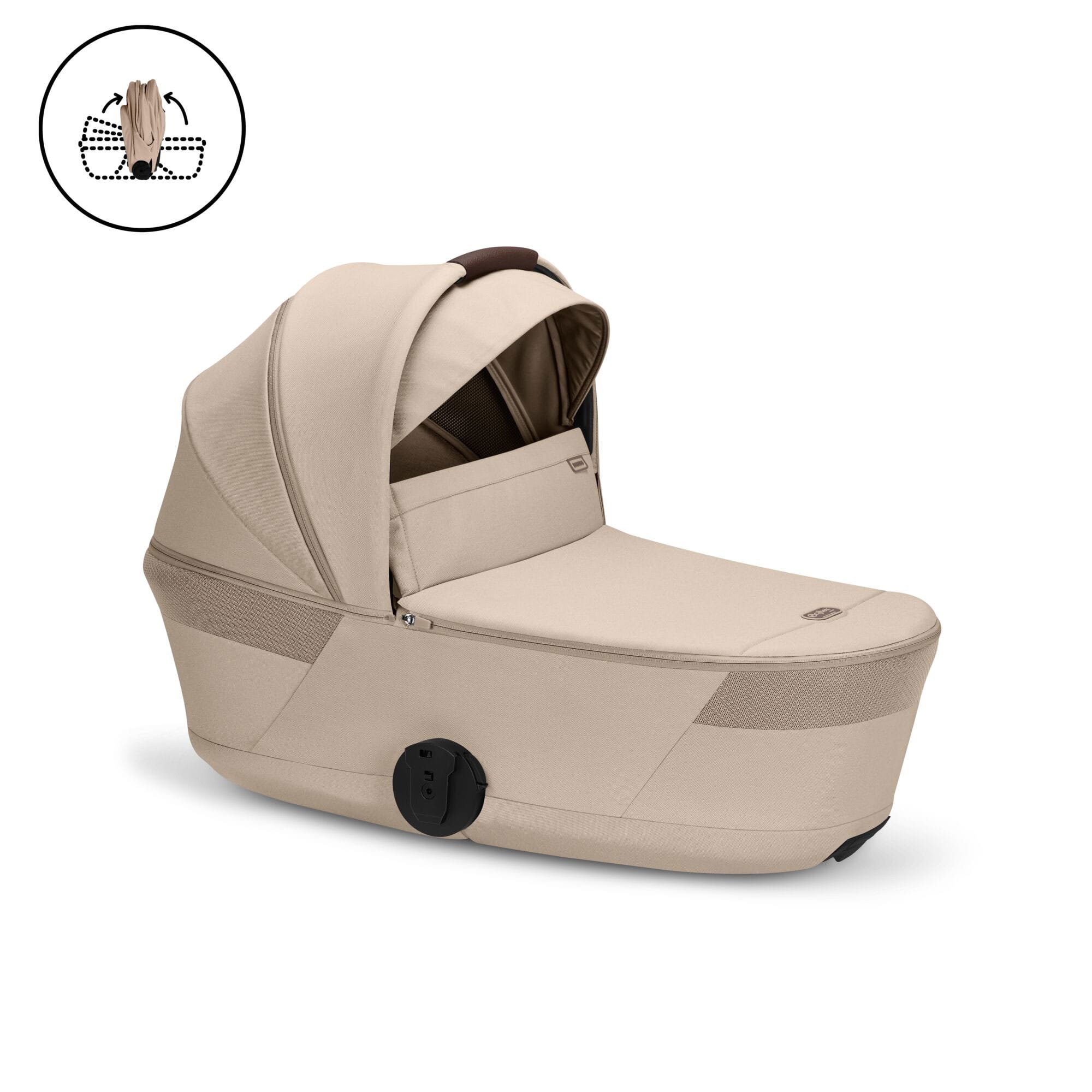 Cybex Balios S Lux Foldable Carrycot Ultimate Travel System in Almond Beige Travel Systems