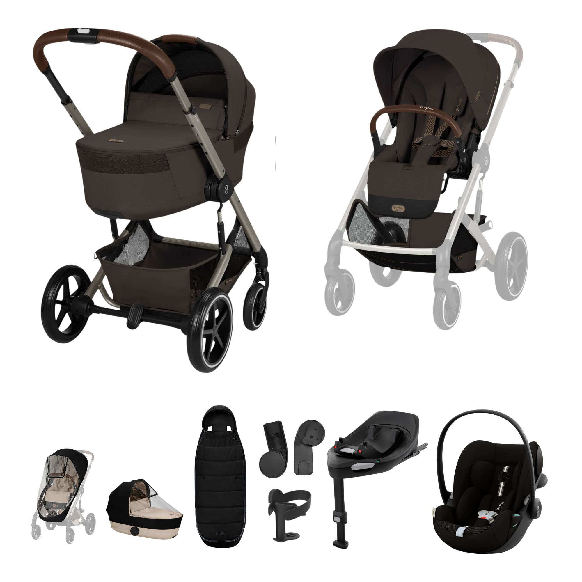 Cybex Balios S Lux Foldable Carrycot Ultimate Travel System in Chocolate Brown Travel Systems 23053-BAL-ULT-PLUS-CHO-1 4063846591794
