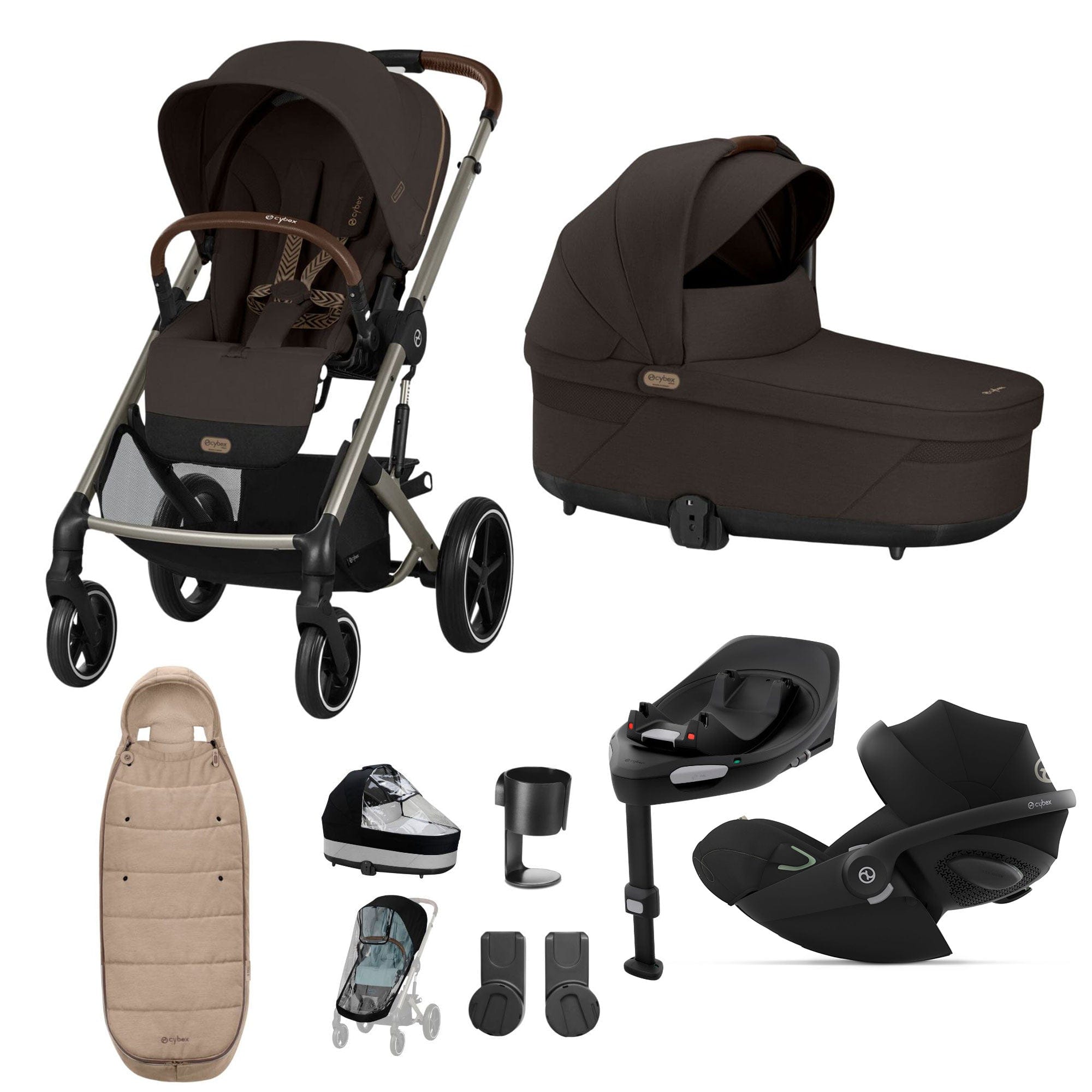 Cybex Balios S Lux Luxury Bundle in Taupe/Chocolate Brown Travel Systems 19413-LUX-G-CHB-2 4063846511273