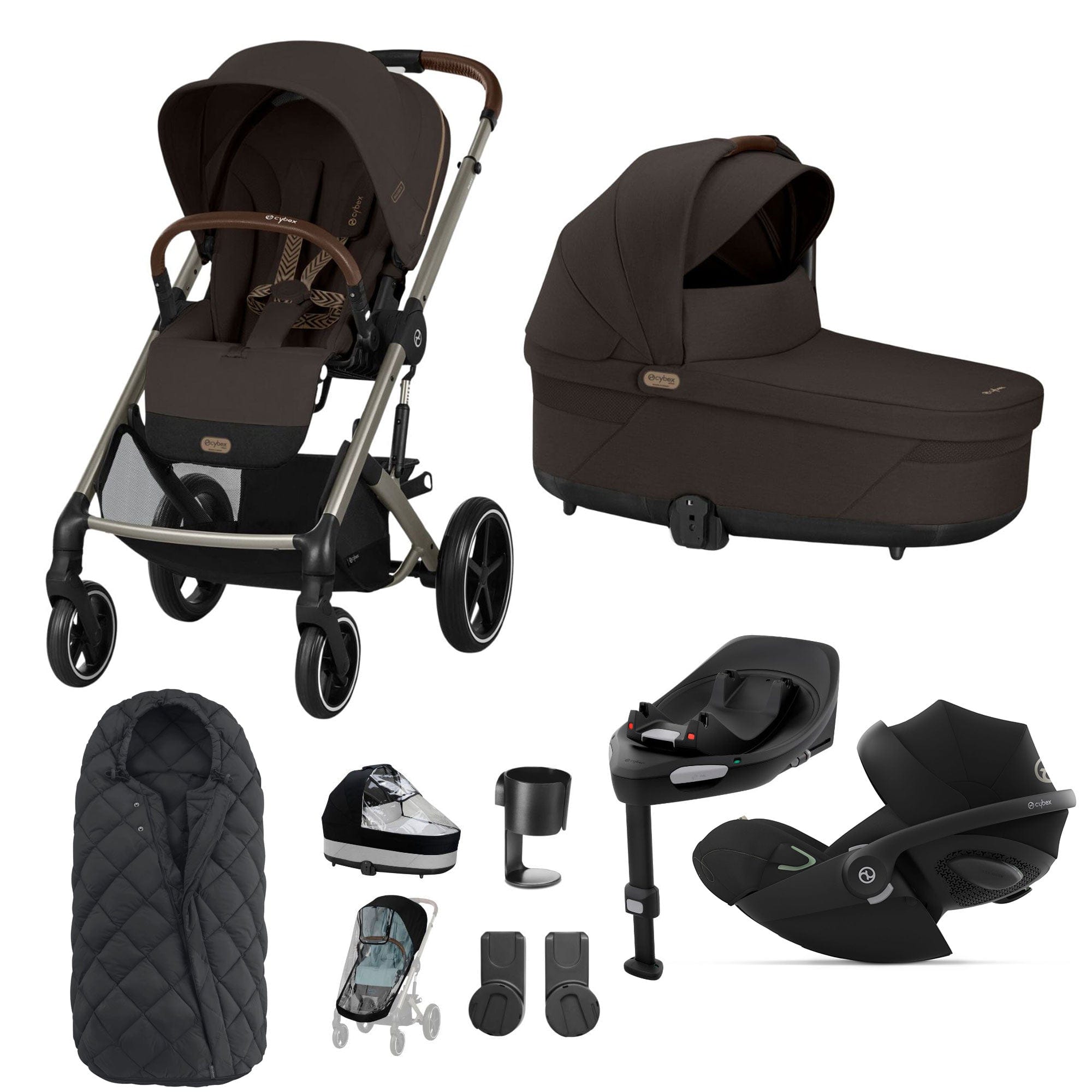 Cybex Balios S Lux Luxury Bundle in Taupe/Chocolate Brown Travel Systems 19413-LUX-G-CHB-3 4063846511273