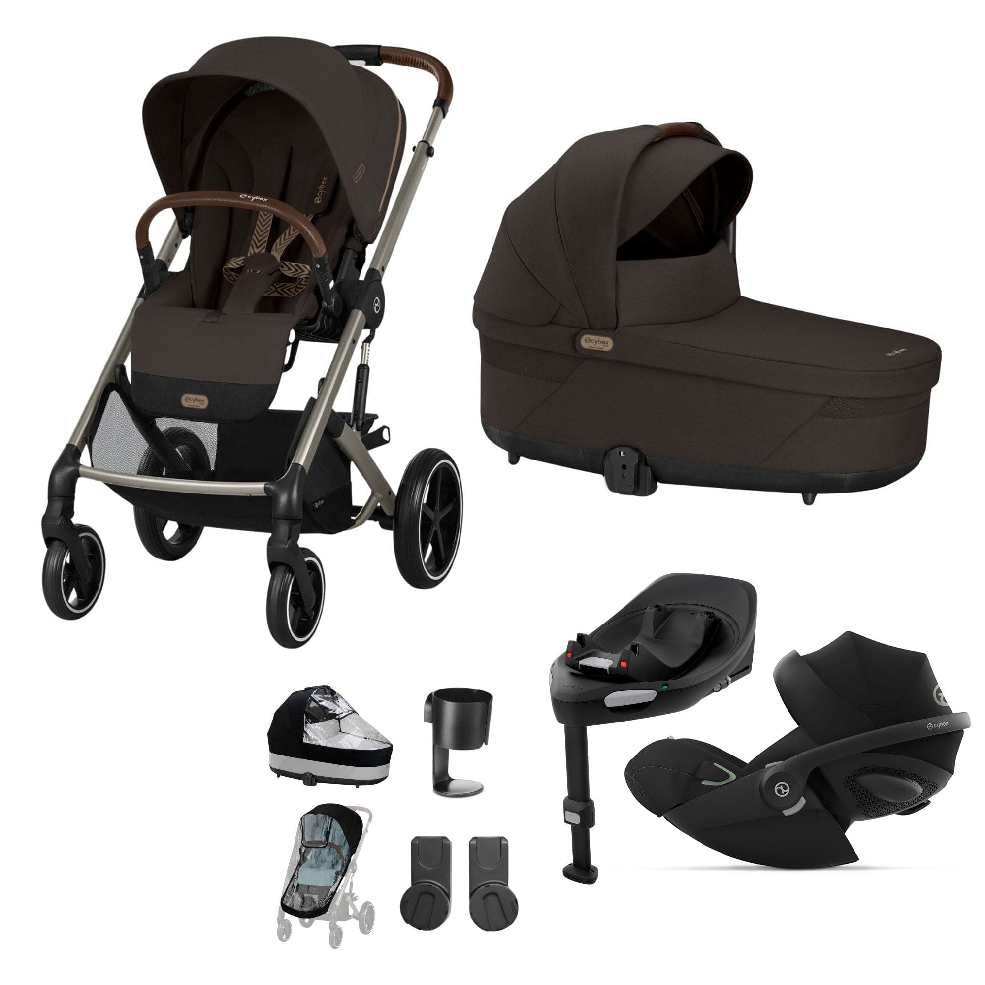 Cybex Balios S Lux Luxury Bundle in Taupe/Chocolate Brown Travel Systems 19413-LUX-G-CHB-5 4063846511273