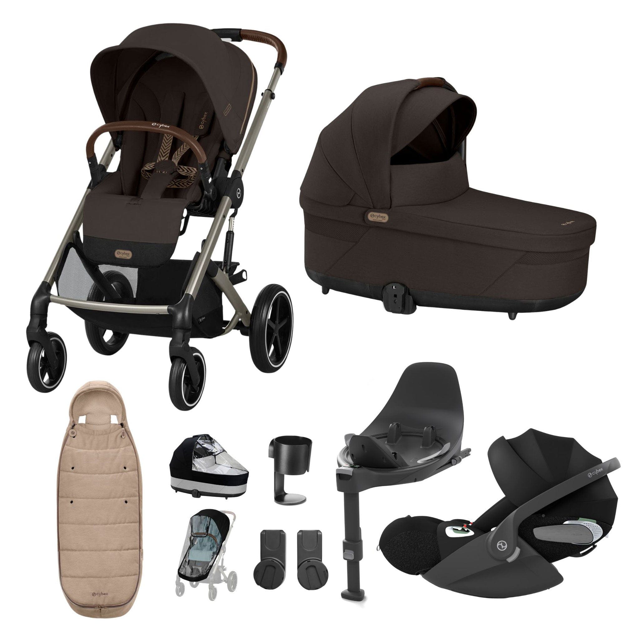 Cybex Balios S Lux Luxury Bundle in Taupe/Chocolate Brown Travel Systems 19478-LUX-T-CHB-2 4063846511273