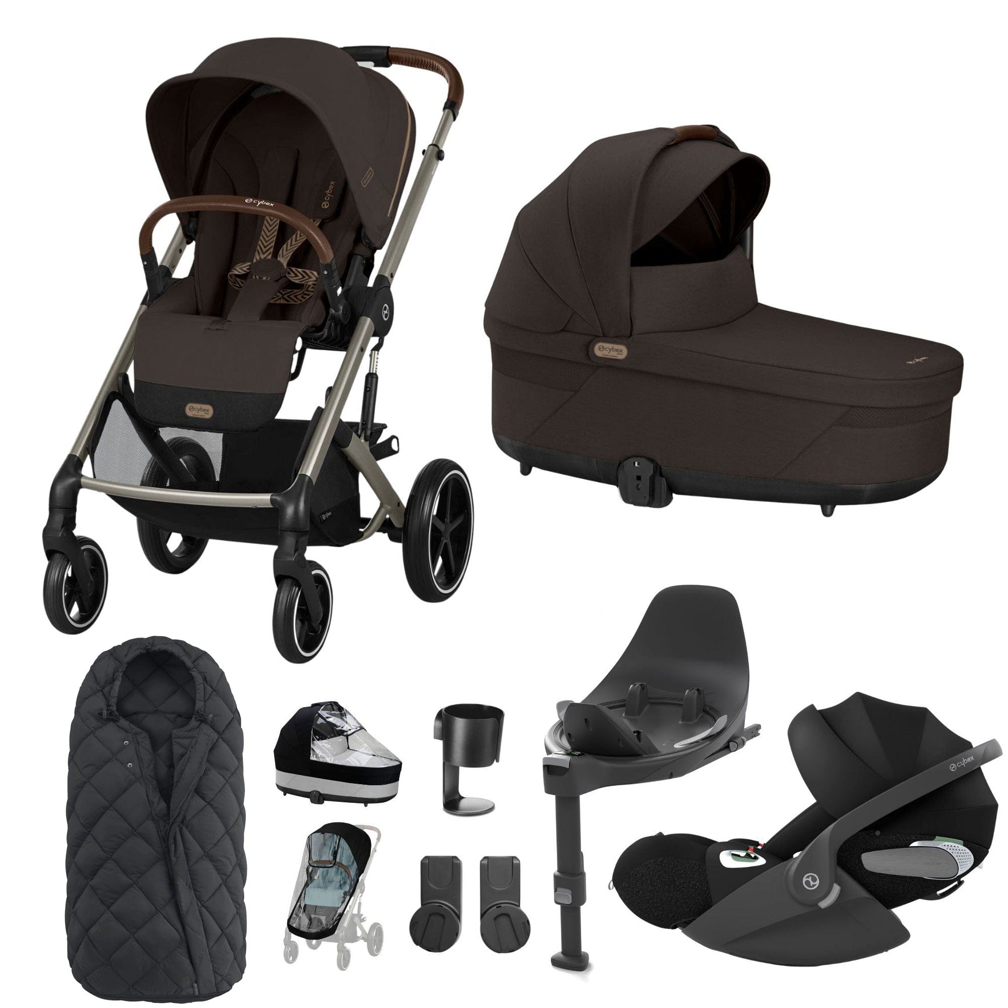 Cybex Balios S Lux Luxury Bundle in Taupe/Chocolate Brown Travel Systems 19478-LUX-T-CHB-3 4063846511273