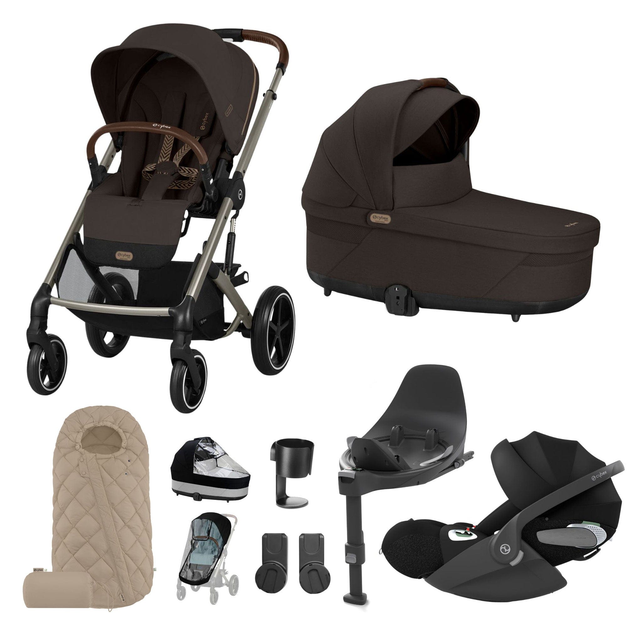 Cybex Balios S Lux Luxury Bundle in Taupe/Chocolate Brown Travel Systems 19478-LUX-T-CHB-4 4063846511273