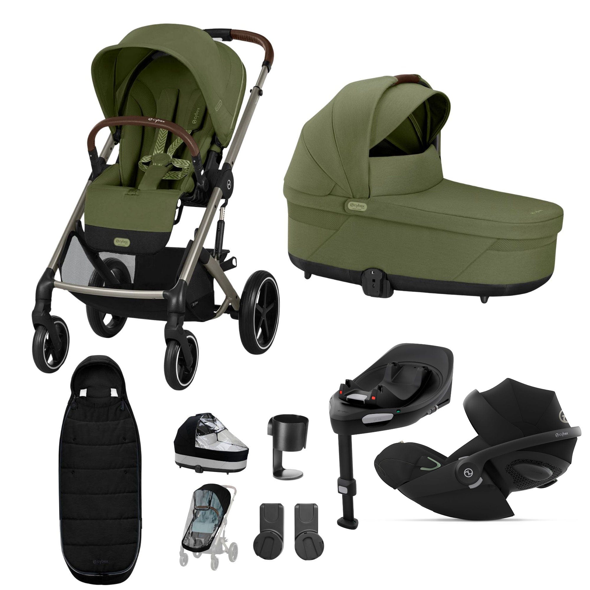 Cybex Balios S Lux Luxury Bundle in Taupe/Moss Green Travel Systems 19395-LUX-G-MOS-1 4063846511228
