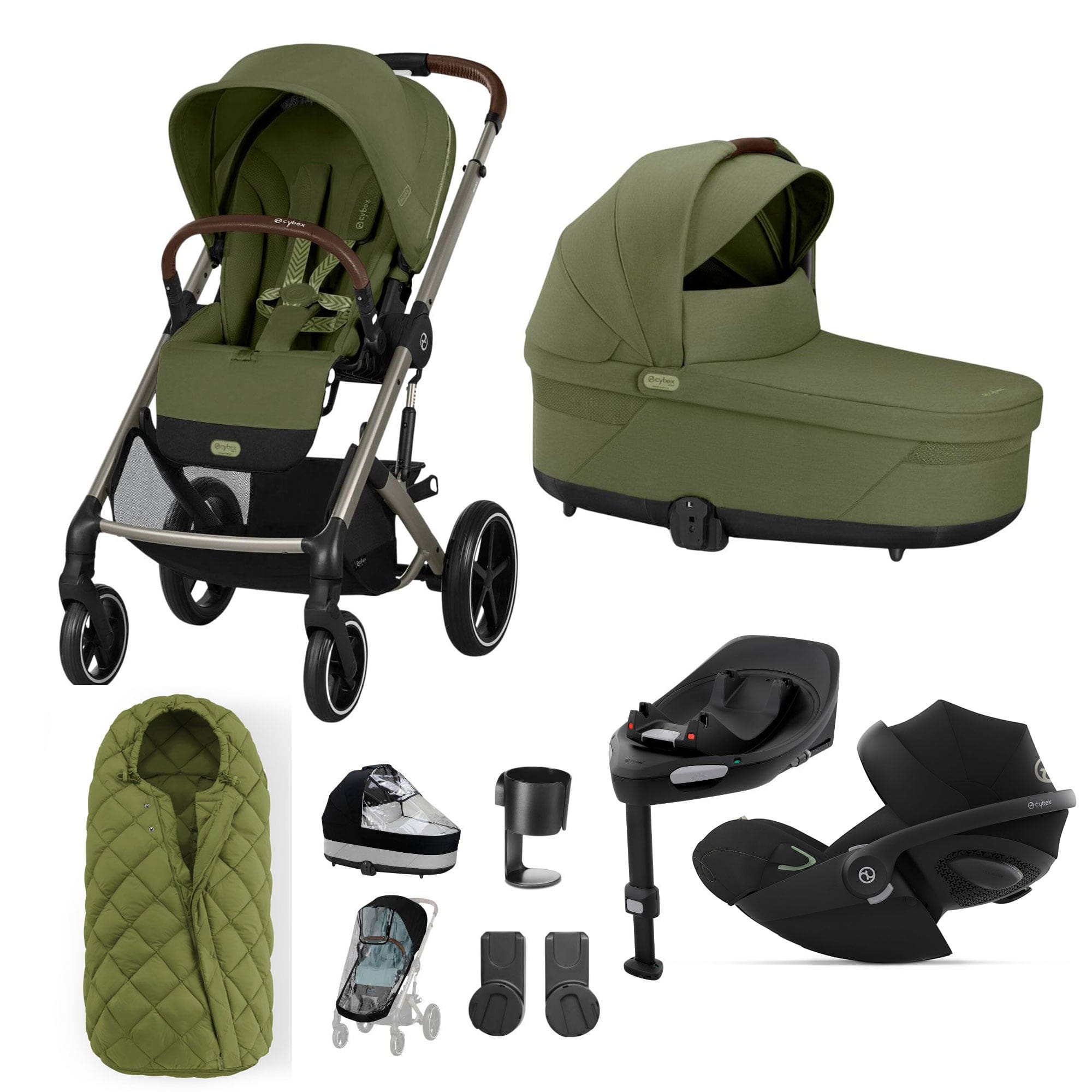 Cybex Balios S Lux Luxury Bundle in Taupe/Moss Green Travel Systems 19395-LUX-G-MOS-3 4063846511228
