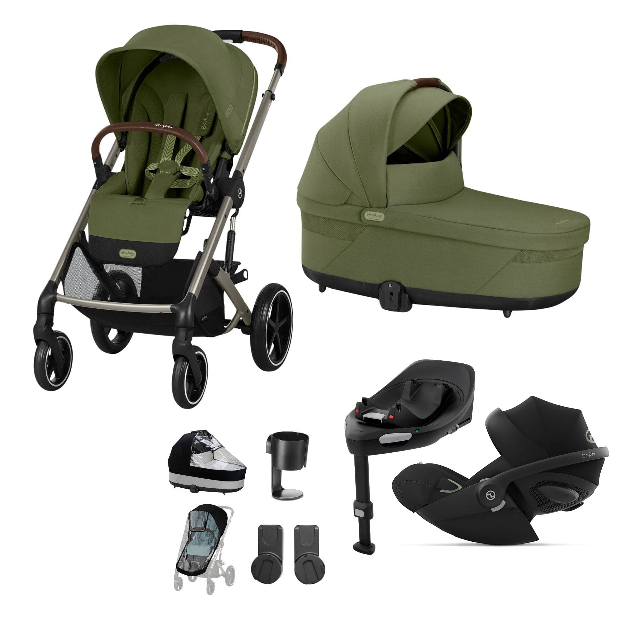 Cybex Balios S Lux Luxury Bundle in Taupe/Moss Green Travel Systems 19395-LUX-G-MOS-4 4063846511228