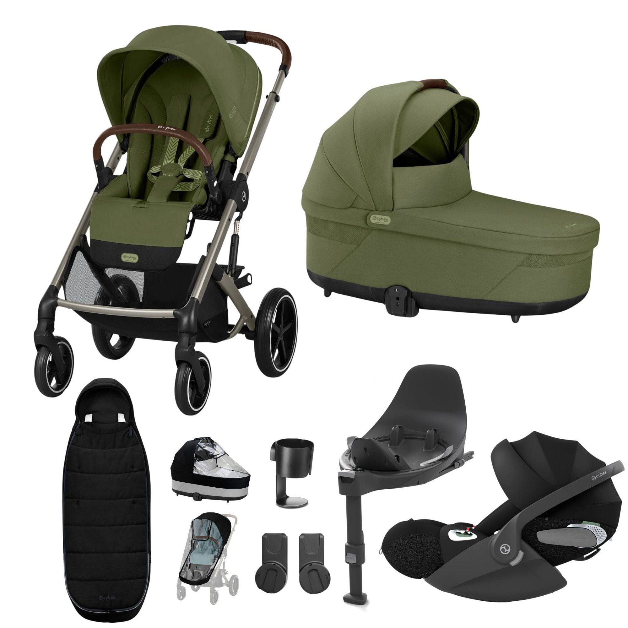 Cybex Balios S Lux Luxury Bundle in Taupe/Moss Green Travel Systems 19399-LUX-T-MOS-1 4063846511228