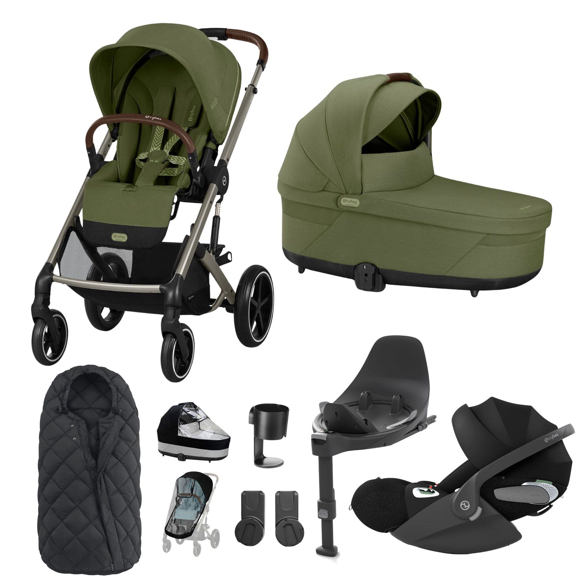 Cybex Balios S Lux Luxury Bundle in Taupe/Moss Green Travel Systems 19399-LUX-T-MOS-2 4063846511228