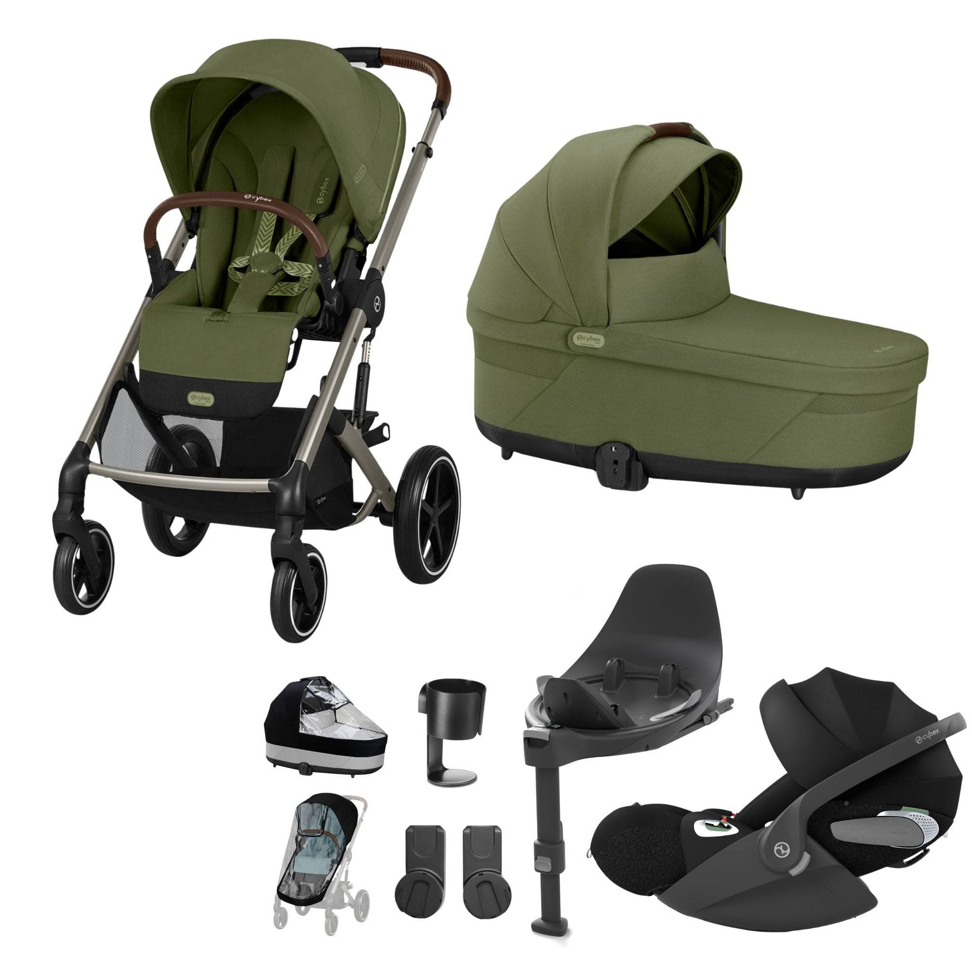Cybex Balios S Lux Luxury Bundle in Taupe/Moss Green Travel Systems 19399-LUX-T-MOS-4 4063846511228