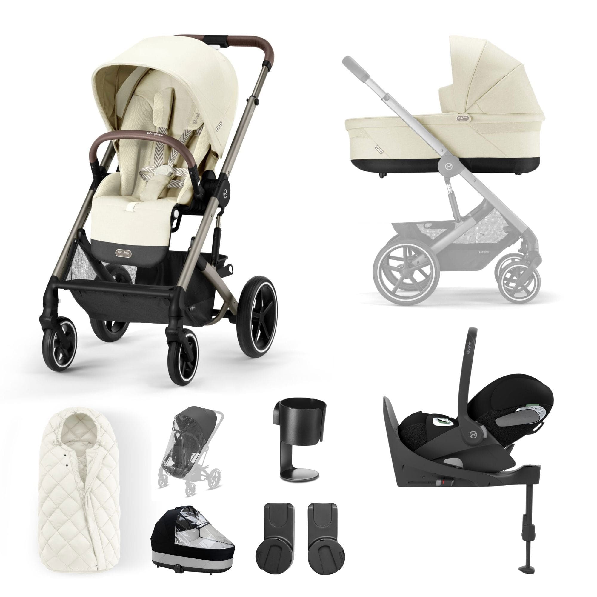 Cybex Balios S Lux Luxury Bundle in Taupe/Seashell Beige Travel Systems 127462-TPE-SEA-BEI 4063846318124