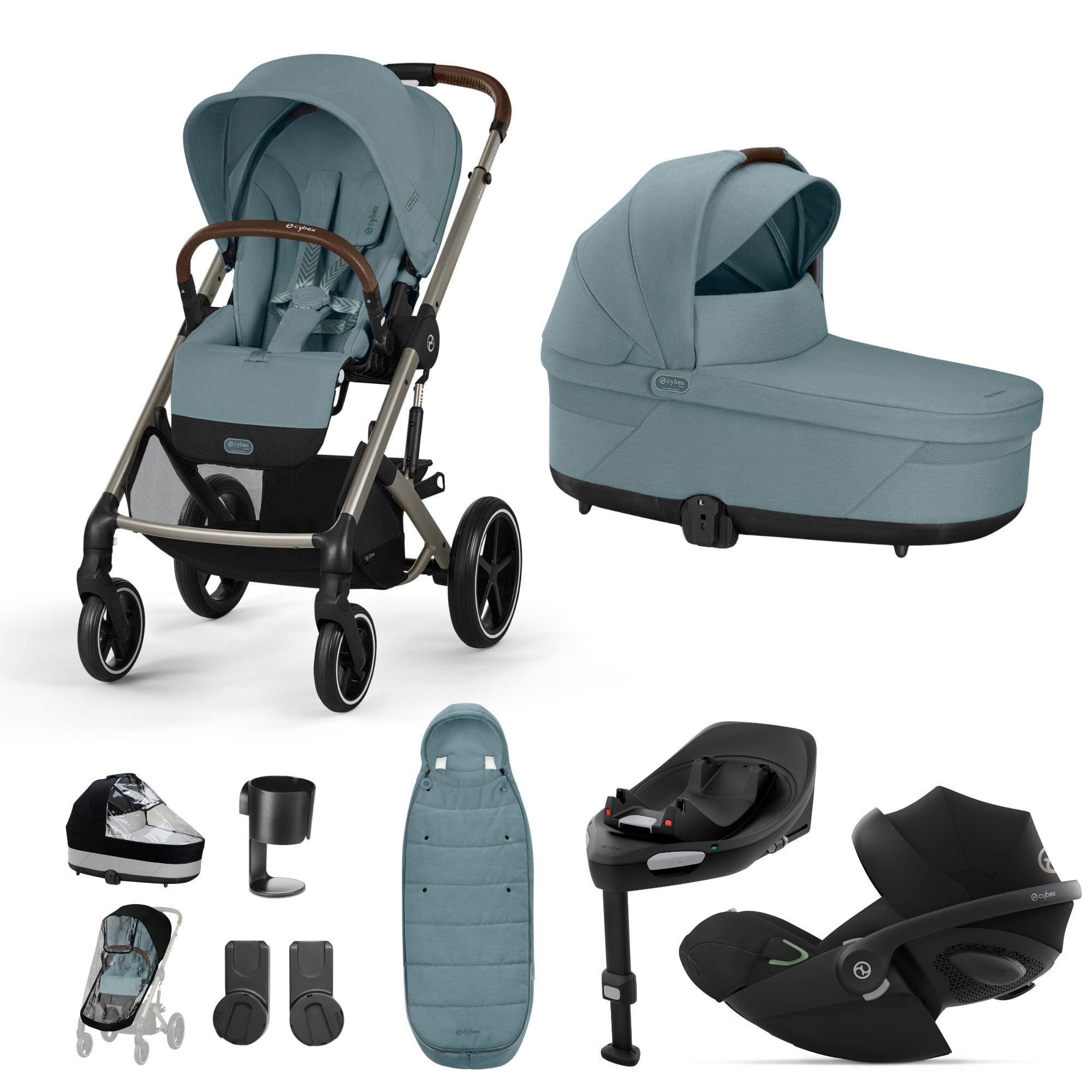 cybex balios s sky blue Cybex Balios S Lux Luxury Bundle in Taupe/Stormy Blue