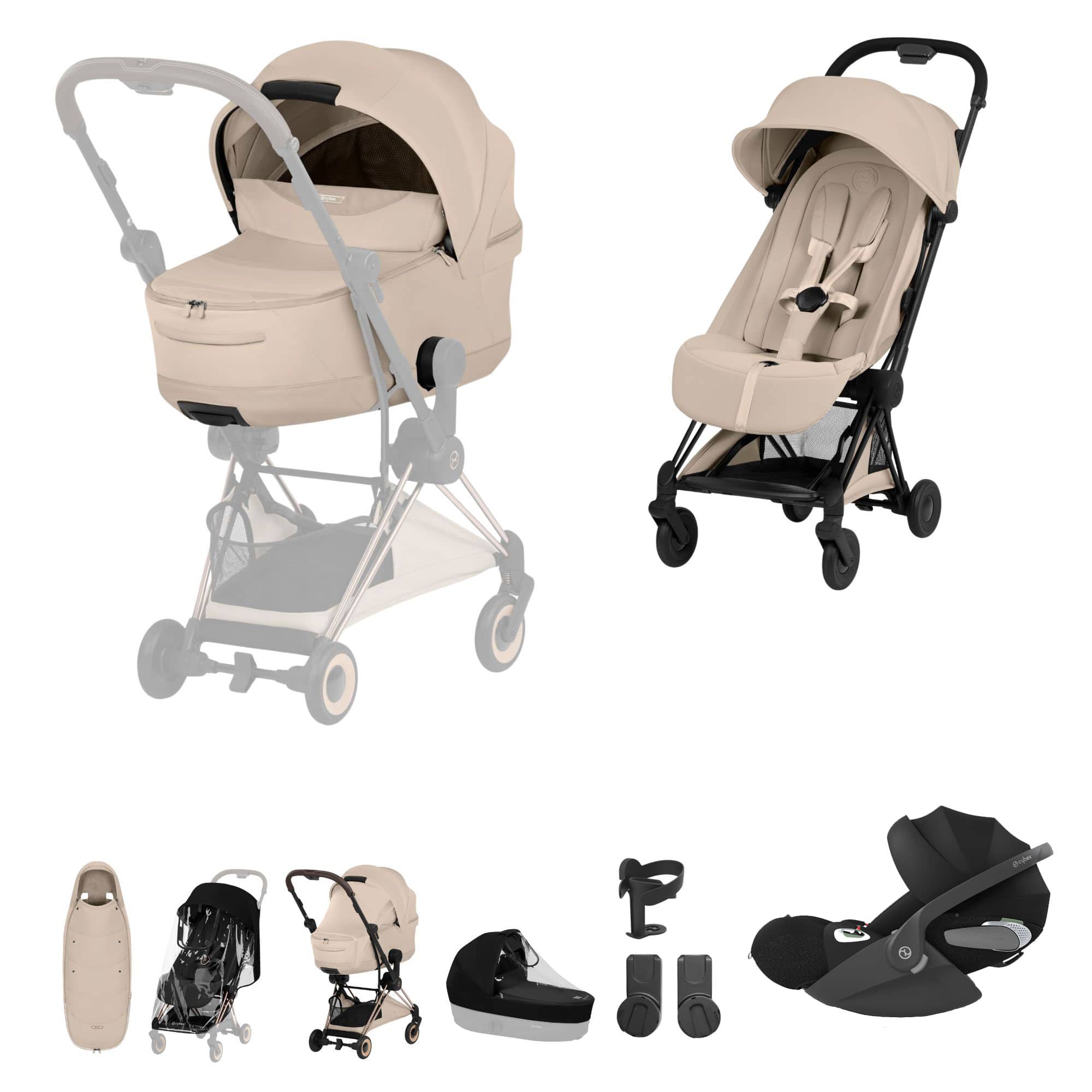 Cybex Coya Ultimate Accessory Bundle - Style Collection in Cozy Beige Travel Systems 22015-MB-COZ-BEI 4063846561445