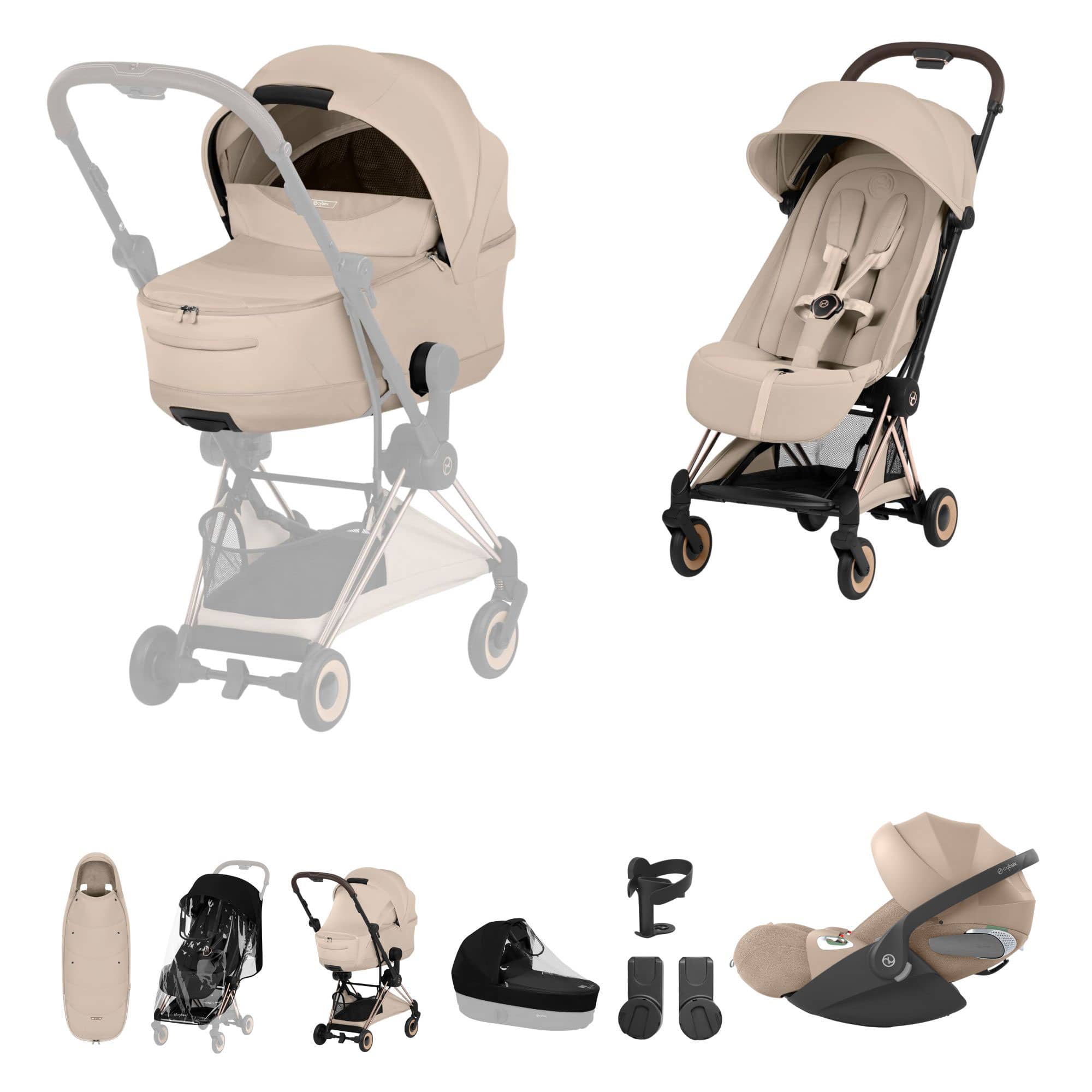 Cybex Coya Ultimate Accessory Bundle - Style Collection in Cozy Beige Travel Systems 22015-RG-COZ-BEI-1 4063846560950