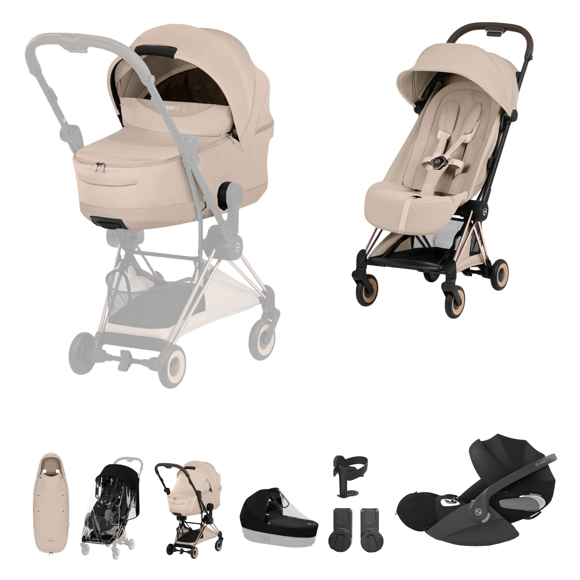 Cybex Coya Ultimate Accessory Bundle - Style Collection in Cozy Beige Travel Systems 22015-RG-COZ-BEI 4063846560950