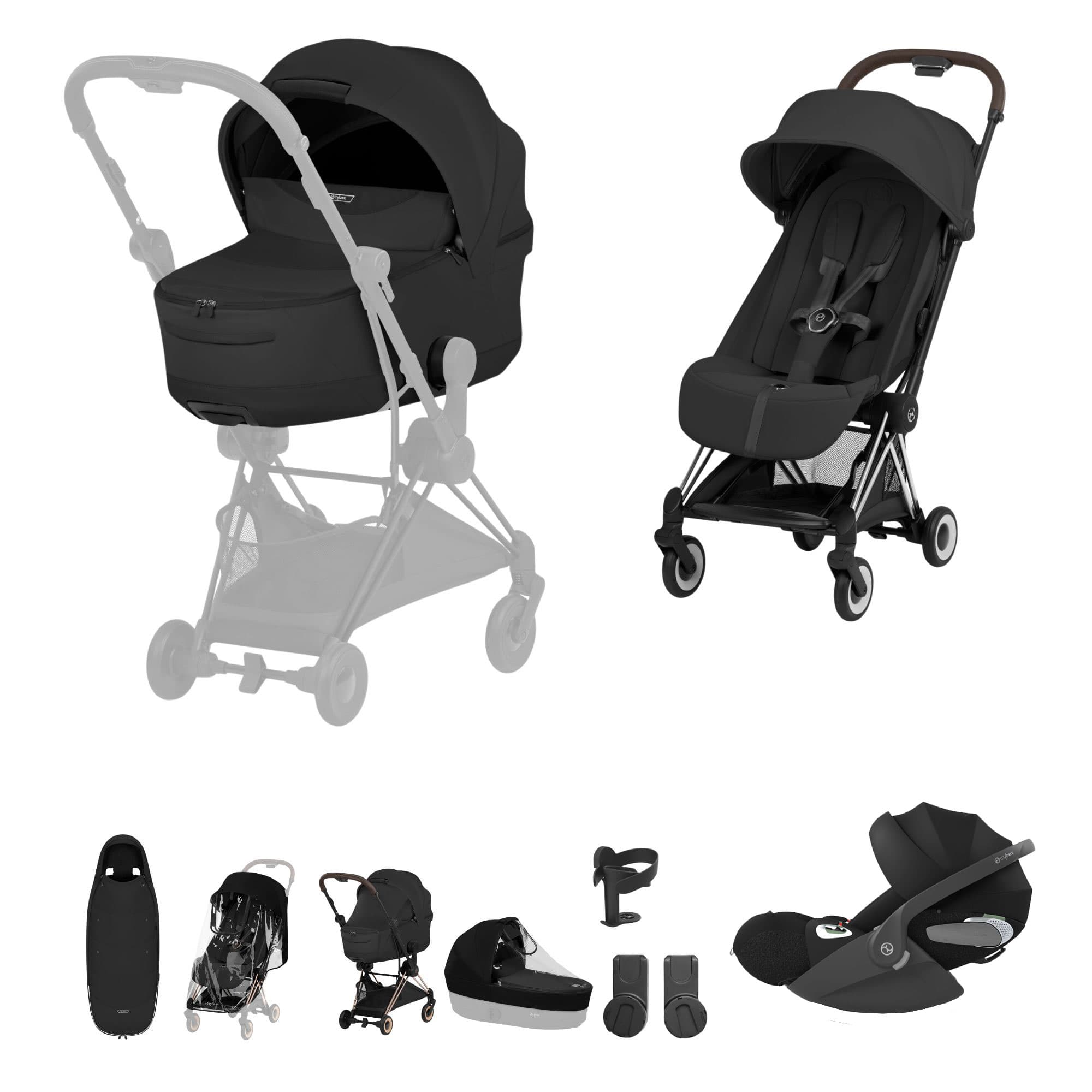 Cybex Coya Ultimate Accessory Bundle - Style Collection in Sepia Black Travel Systems 22015-CB-BLK 4063846561582