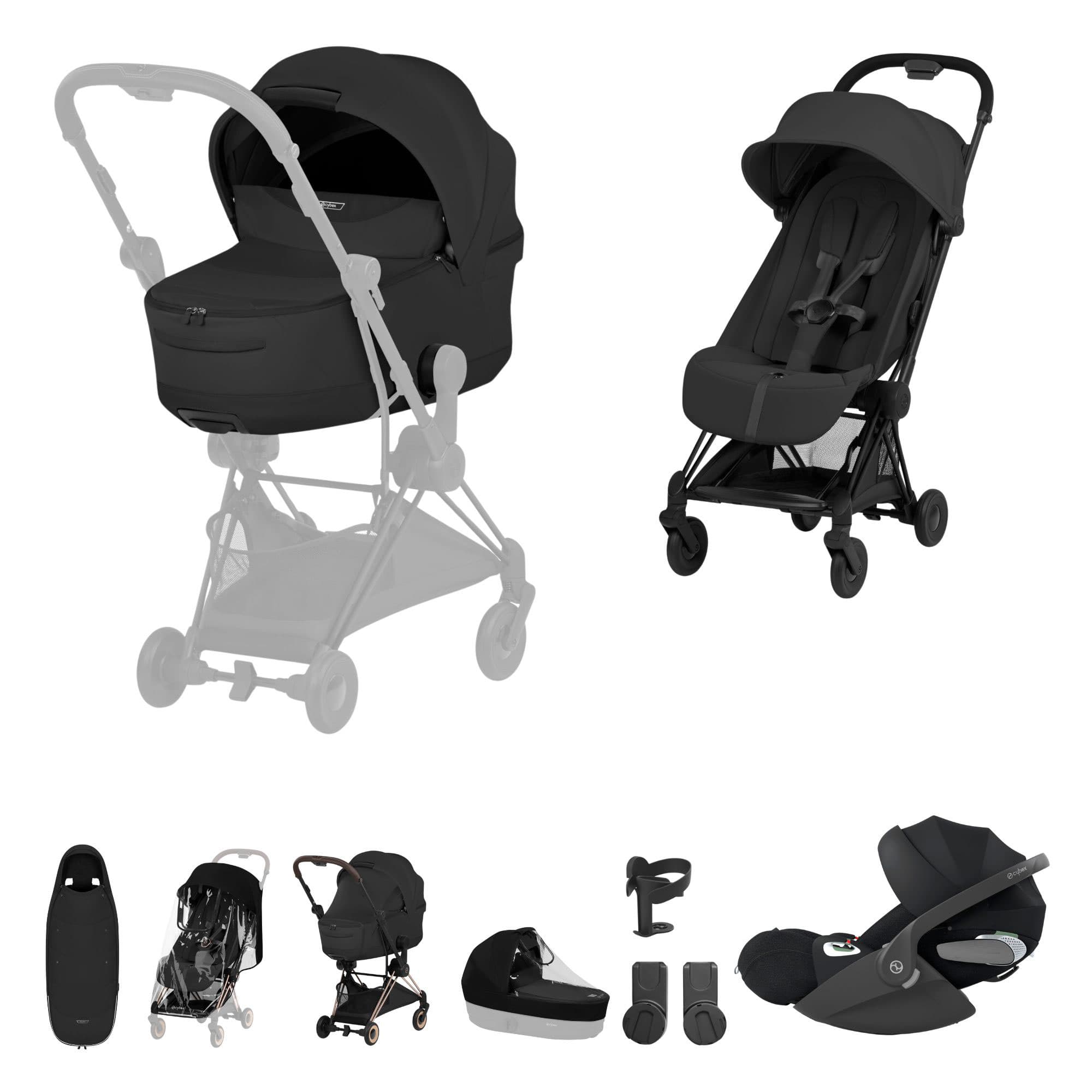 Cybex Coya Ultimate Accessory Bundle - Style Collection in Sepia Black Travel Systems 22015-MB-BLK-1 4063846561230