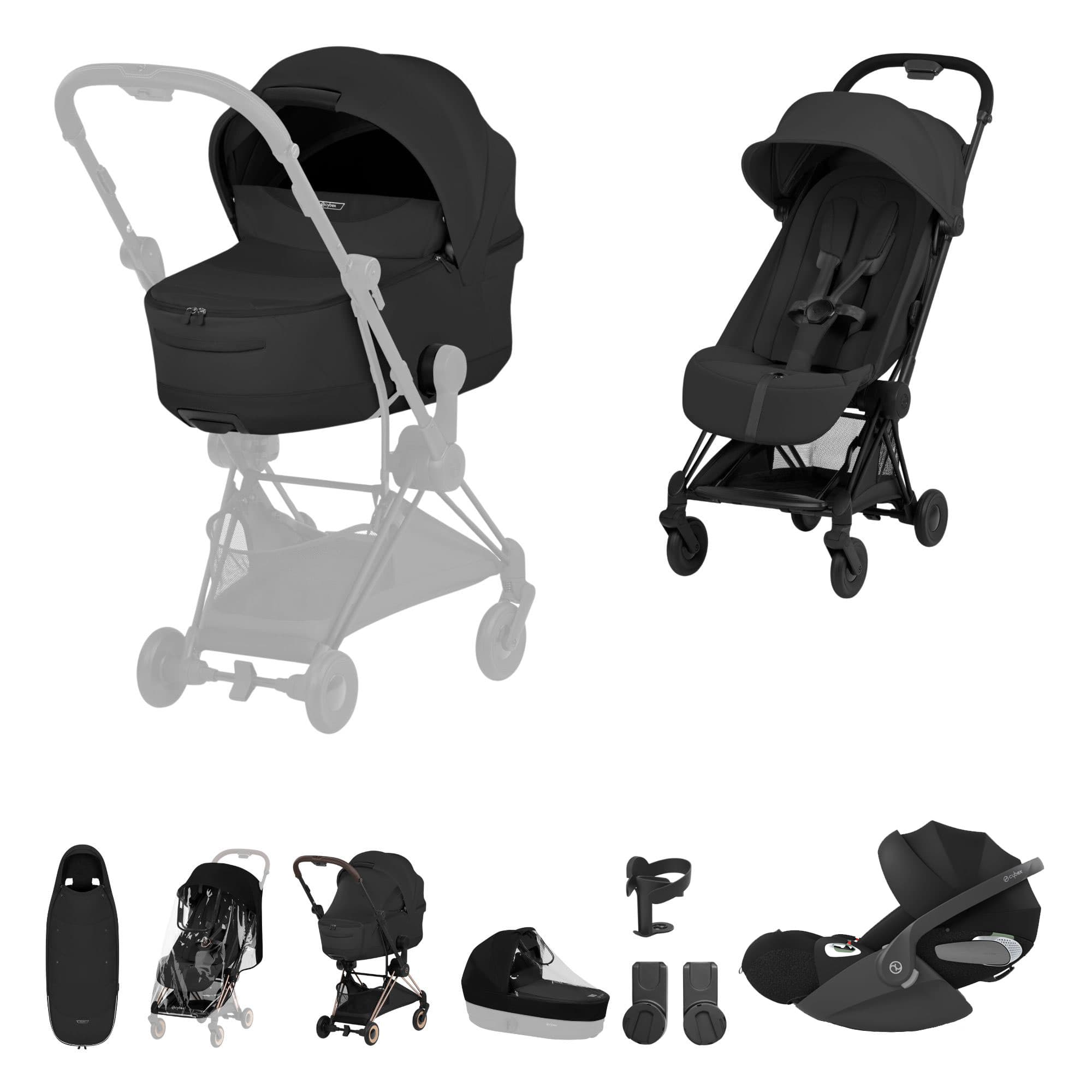 Cybex Coya Ultimate Accessory Bundle - Style Collection in Sepia Black Travel Systems 22015-MB-BLK 4063846561230