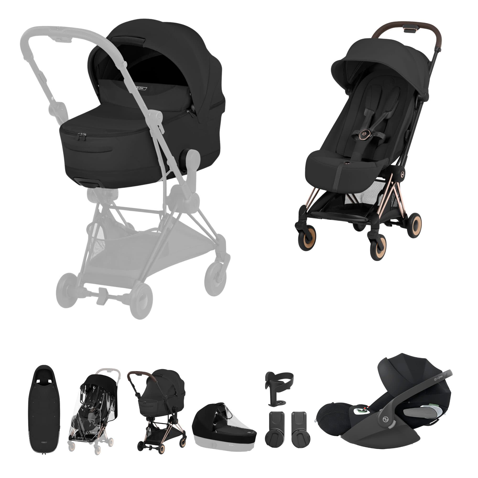 Cybex Coya Ultimate Accessory Bundle - Style Collection in Sepia Black Travel Systems 22015-RG-BLK-1 4063846560882