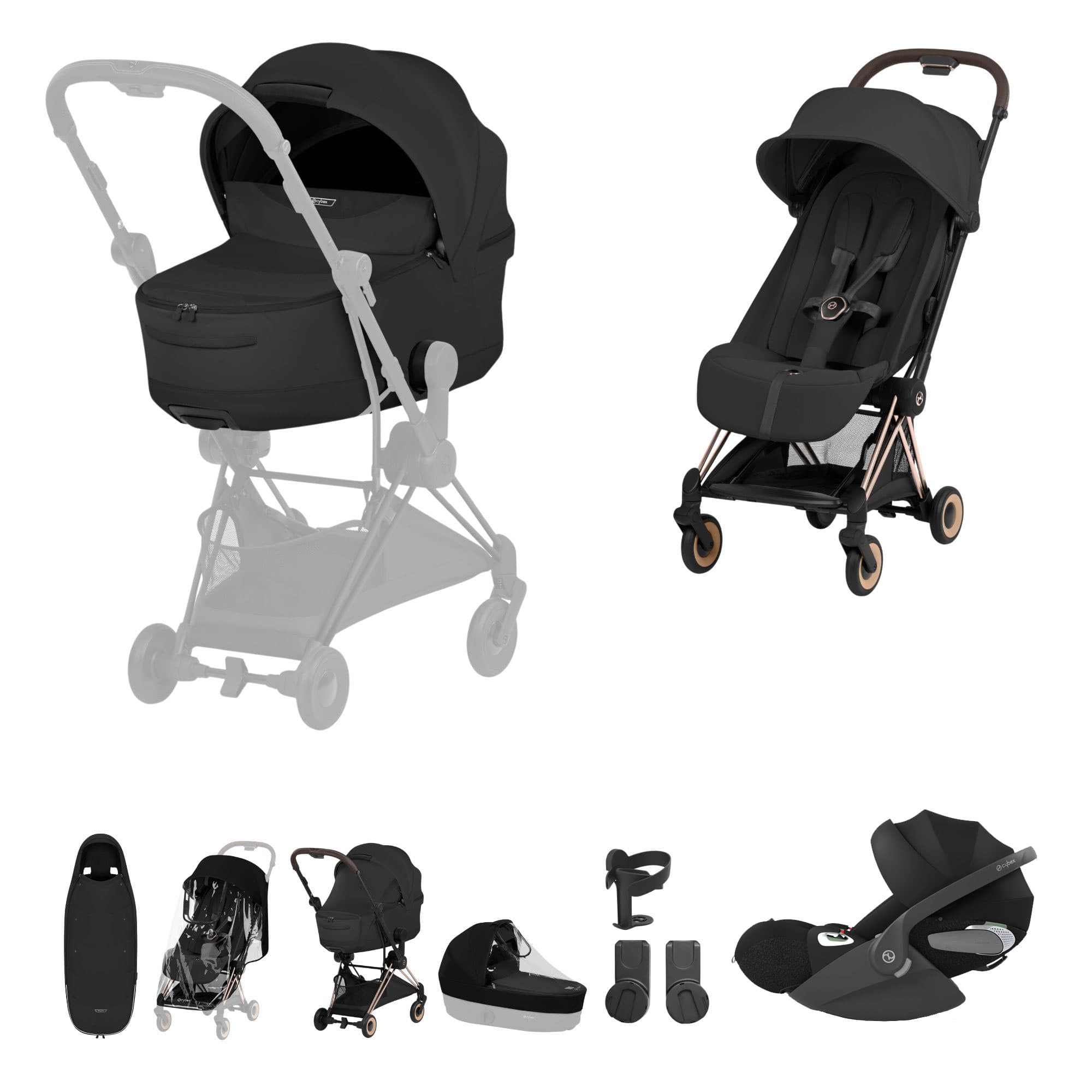 Cybex Coya Ultimate Accessory Bundle - Style Collection in Sepia Black Travel Systems 22015-RG-BLK 4063846560882