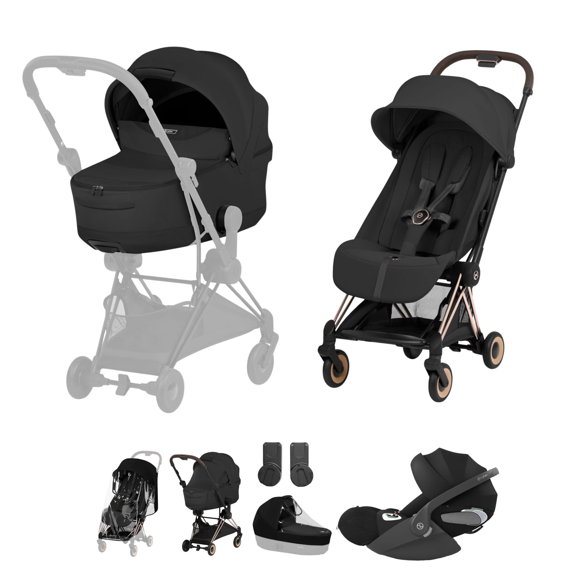 Cybex Coya Ultimate Bundle - Style Collection in Sepia Black Travel Systems 21991-RG-BLK 4063846560882