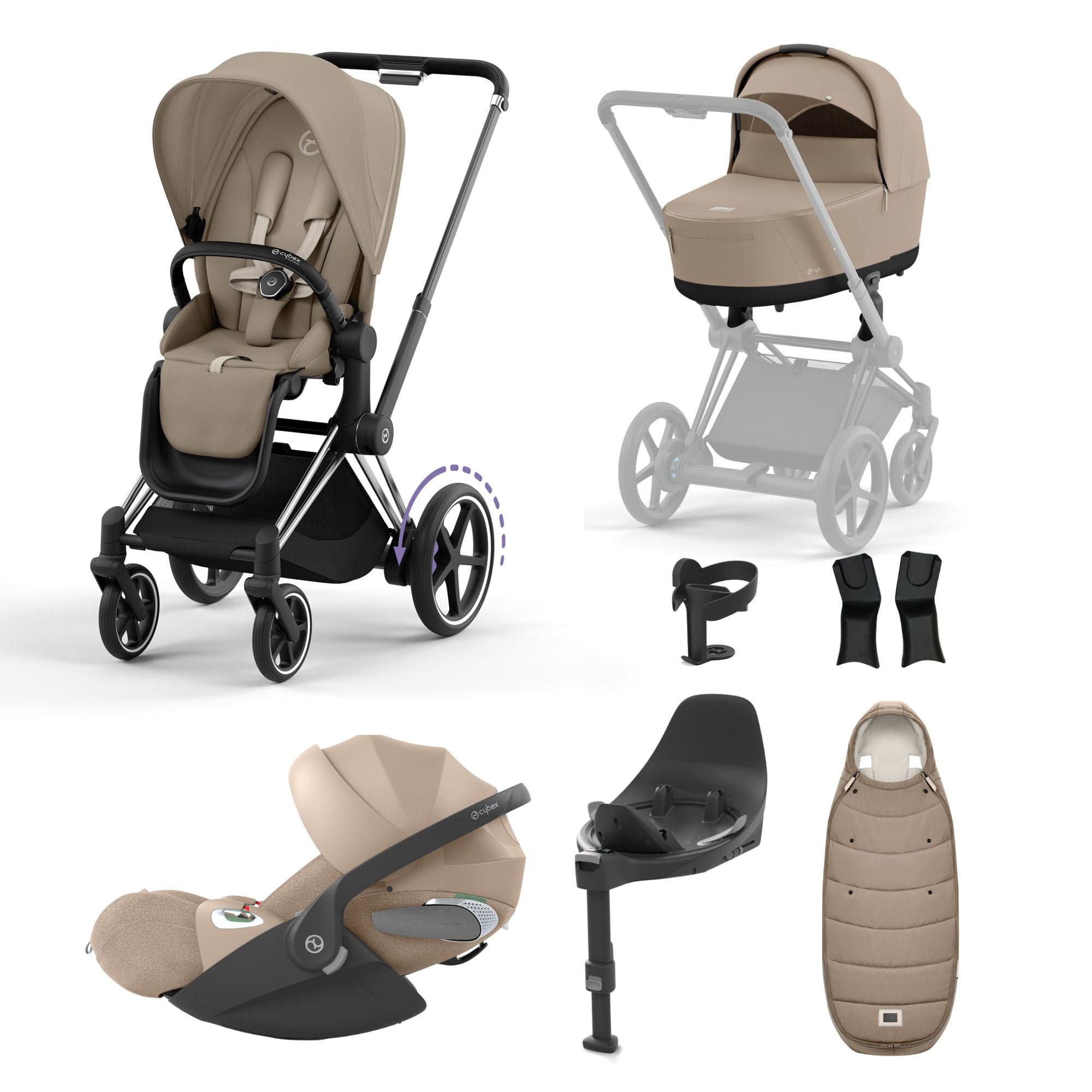 Cybex e-Priam Travel System With Cloud T in Cozy Beige Travel Systems 19711-EP-CTP-CHR-CZY-BEI-a 4063846452576