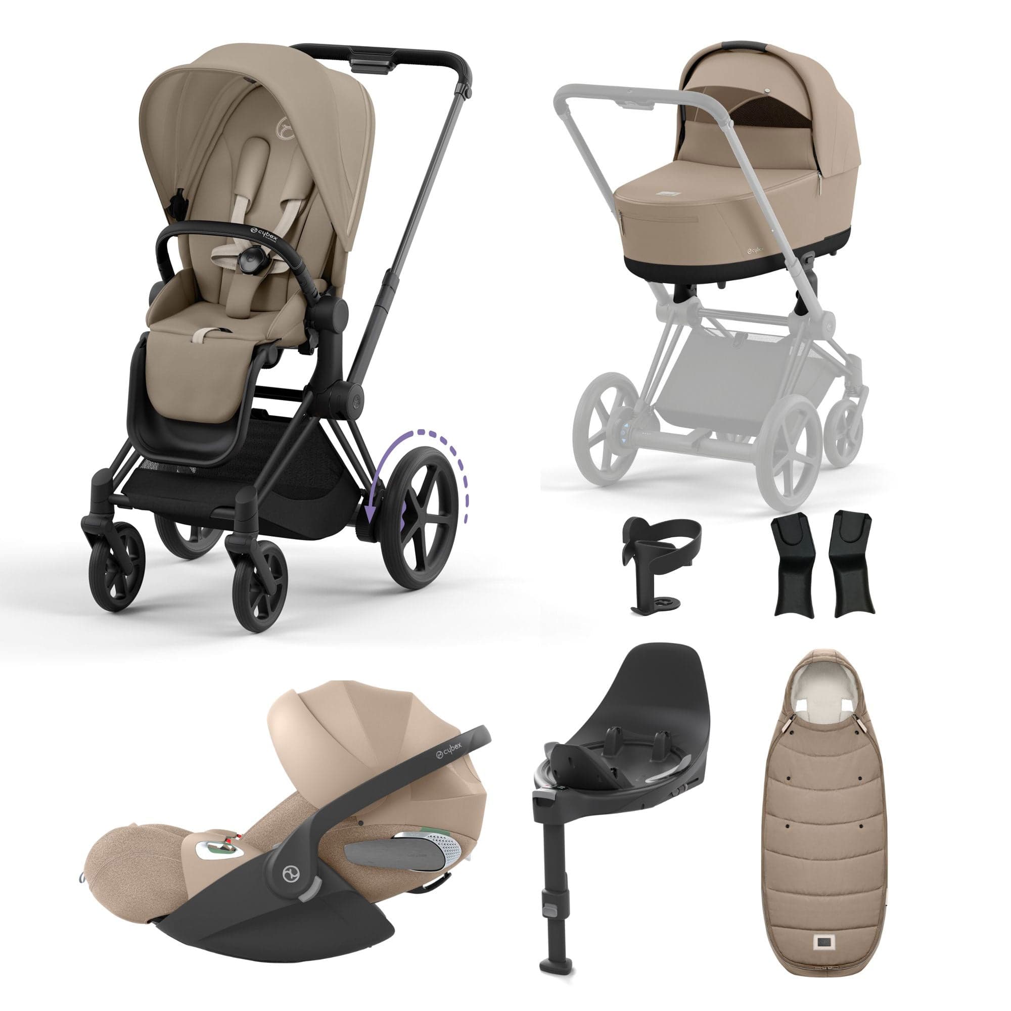 Cybex e-Priam Travel System With Cloud T in Cozy Beige Travel Systems 19722-EP-CTP-MAT-CZY-BEI-a 4063846452576