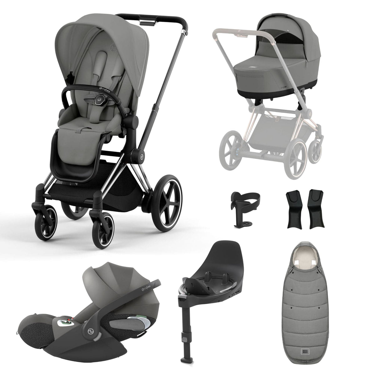 Cybex e-Priam Travel System With Cloud T in Mirage Grey Cybex 