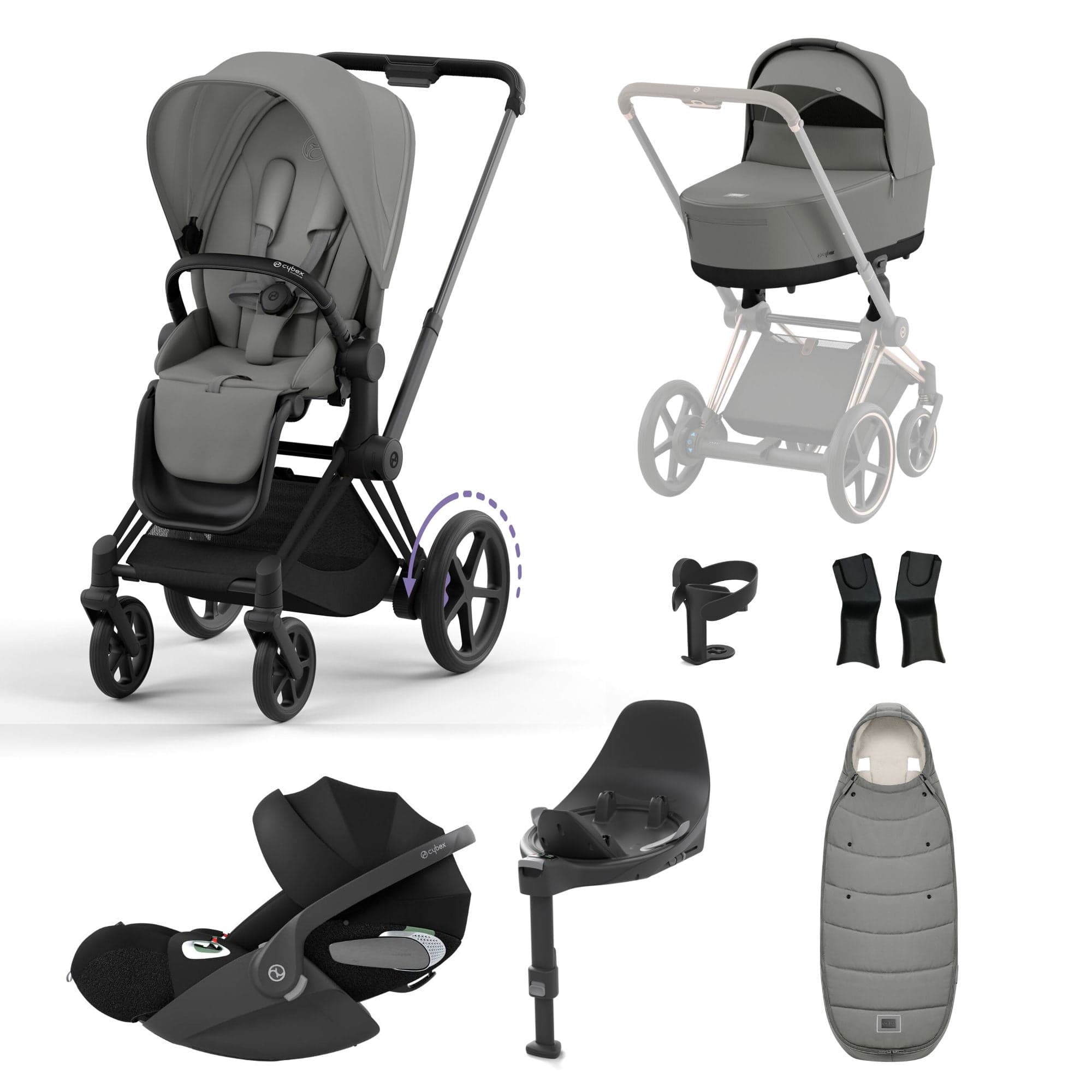 Cybex e-Priam Travel System With Cloud T in Mirage Grey Travel Systems 19719-EP-MAT-MIR-GRY-a 4063846415458