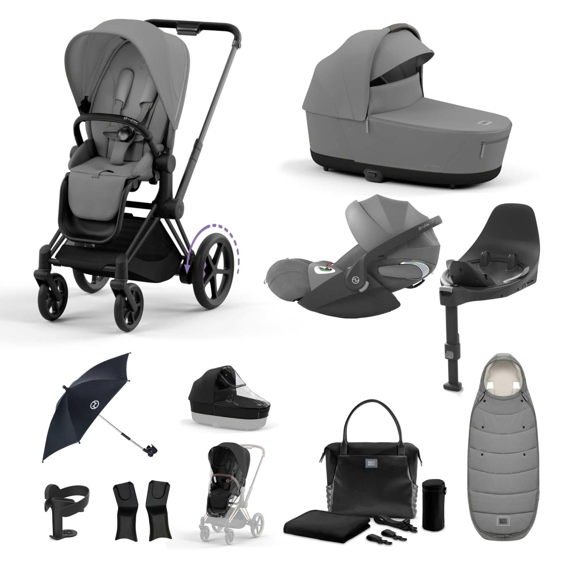 Cybex e-Priam Travel System With Cloud T in Mirage Grey Travel Systems 19724-EP-CTP-MAT-MIR-GRY 4063846415458