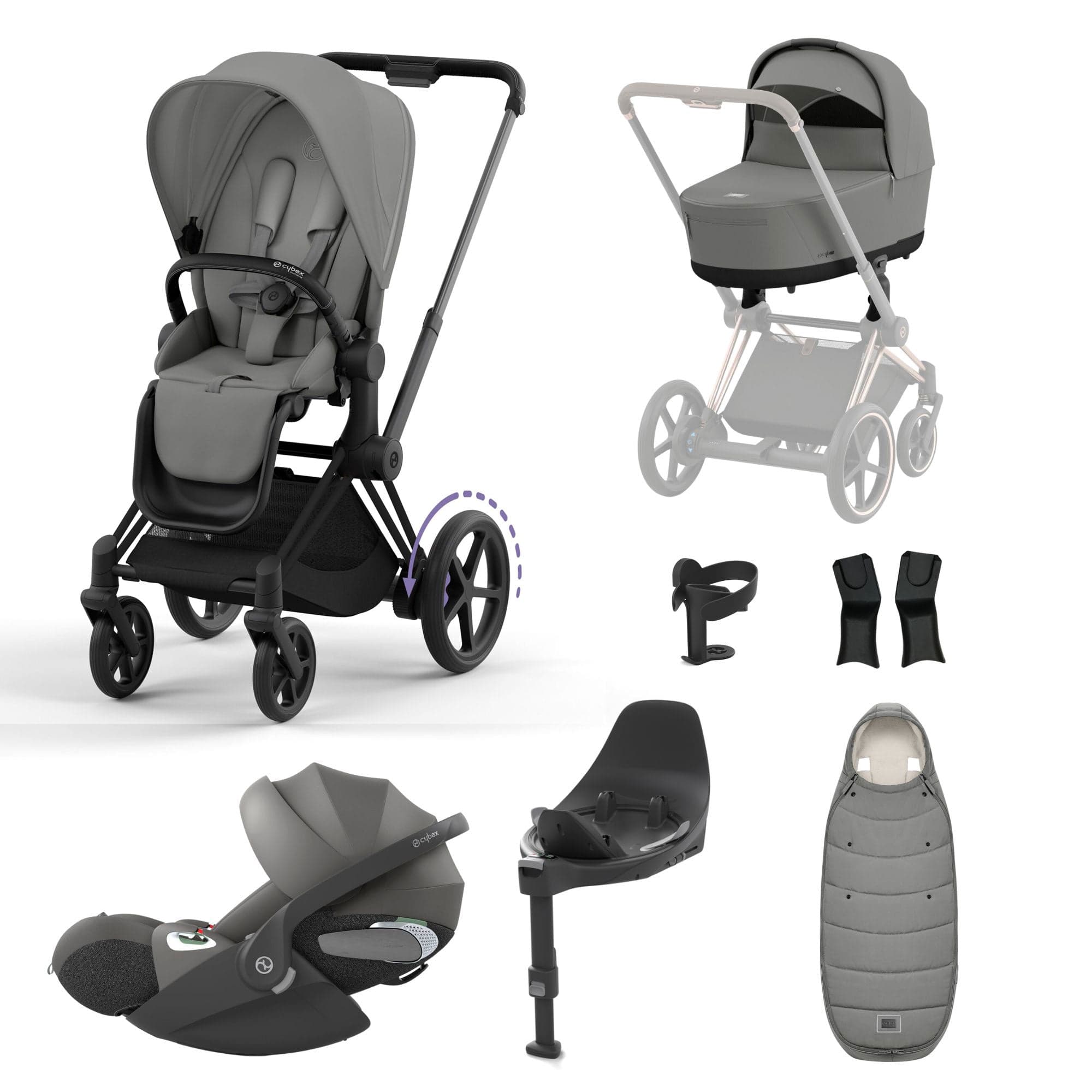 Cybex e-Priam Travel System With Cloud T in Mirage Grey Travel Systems 19724-EP-CTP-MAT-MIR-GRY-a 4063846415458