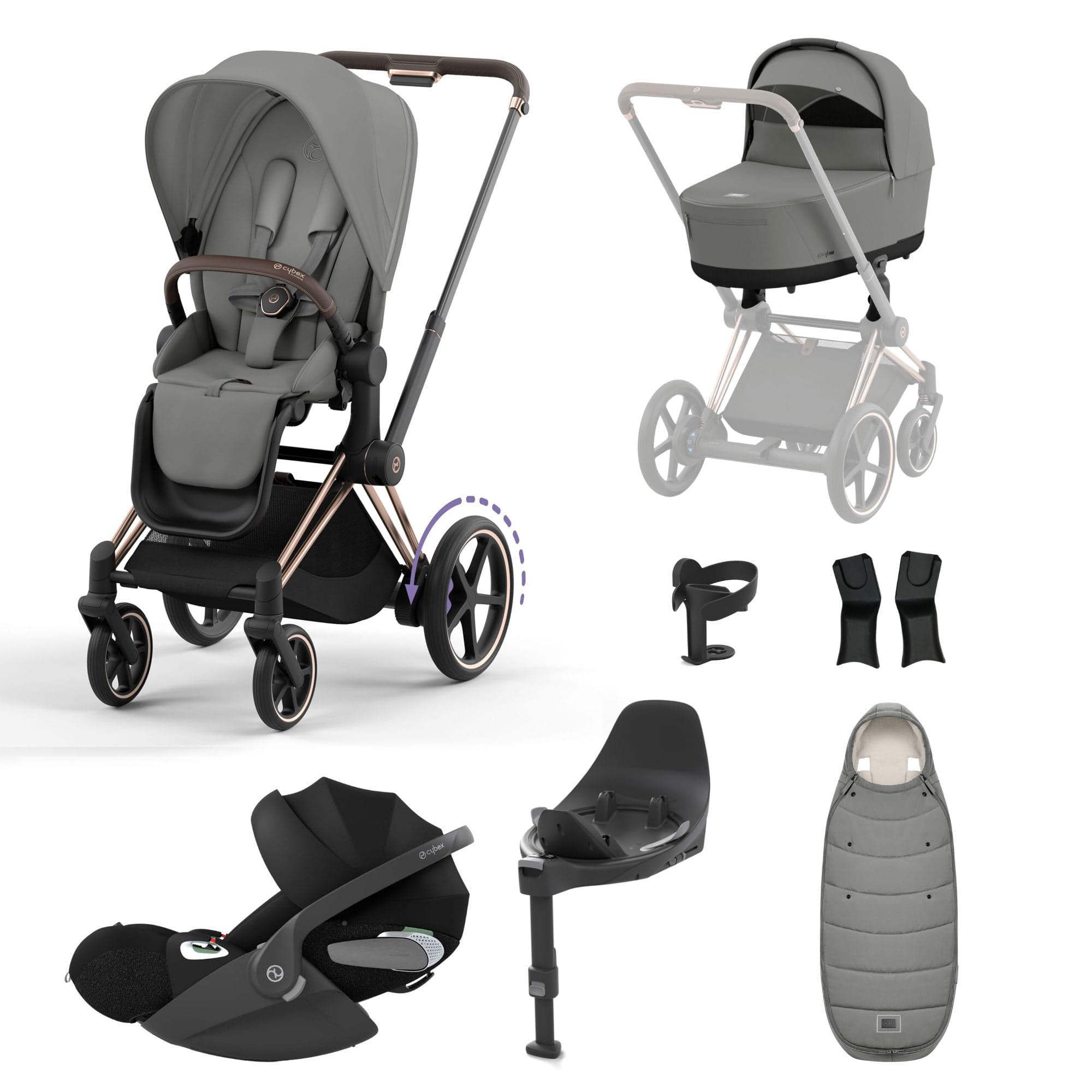 Cybex e-Priam Travel System With Cloud T in Mirage Grey Travel Systems 19729-EP-RSG-MIR-GRY-a 4063846415458