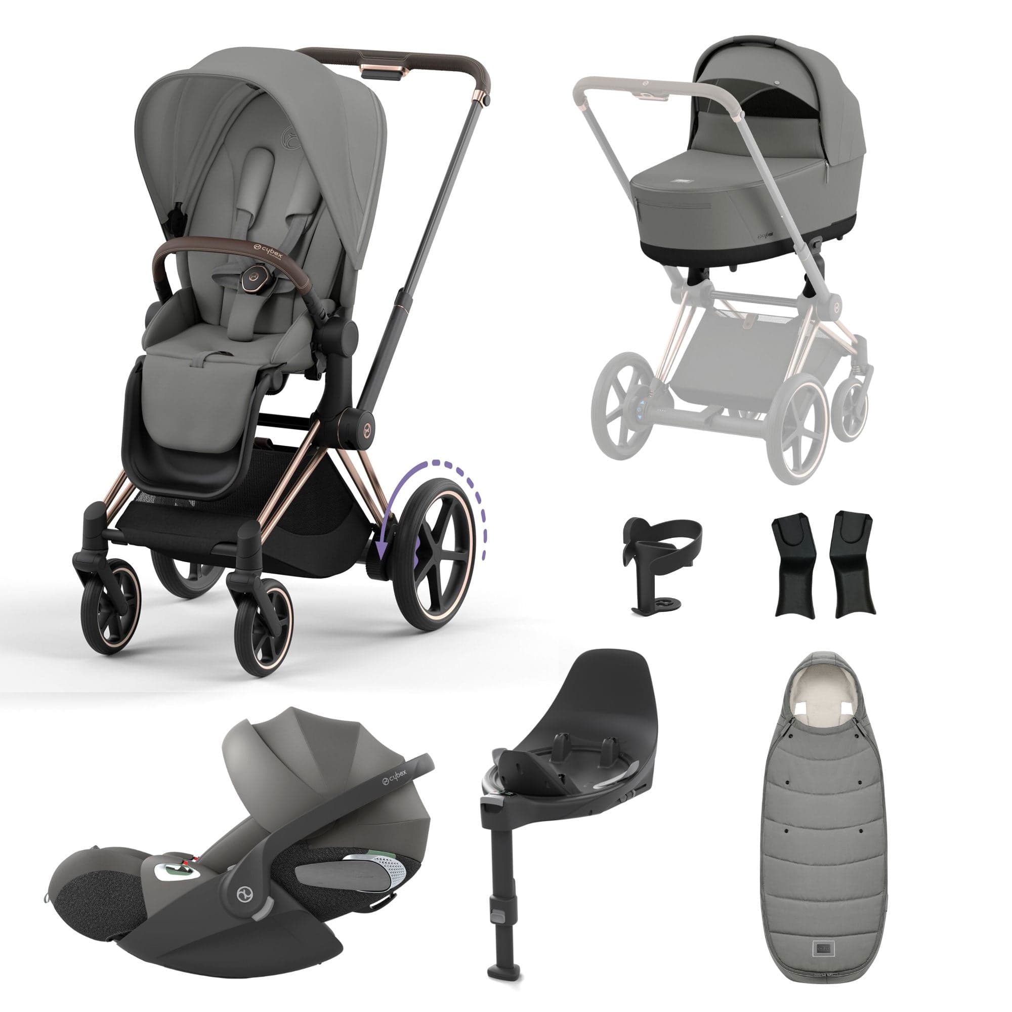 Cybex e-Priam Travel System With Cloud T in Mirage Grey Travel Systems 19734-EP-CTP-RSG-MIR-GRY-a 4063846415458