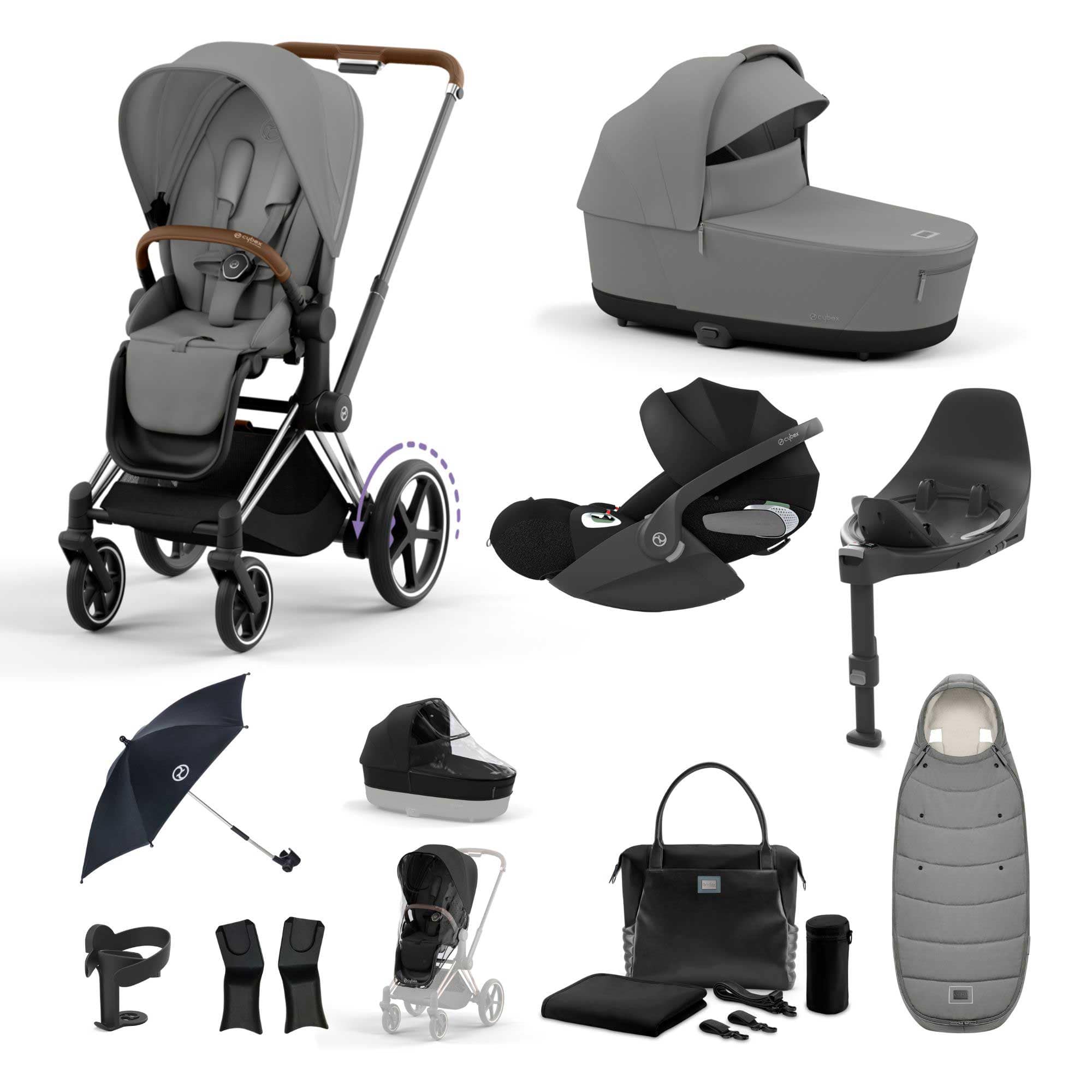 Cybex e-Priam Travel System With Cloud T in Mirage Grey Travel Systems 19749-EP-CHB-CLT-MIR-GRY 4063846415458