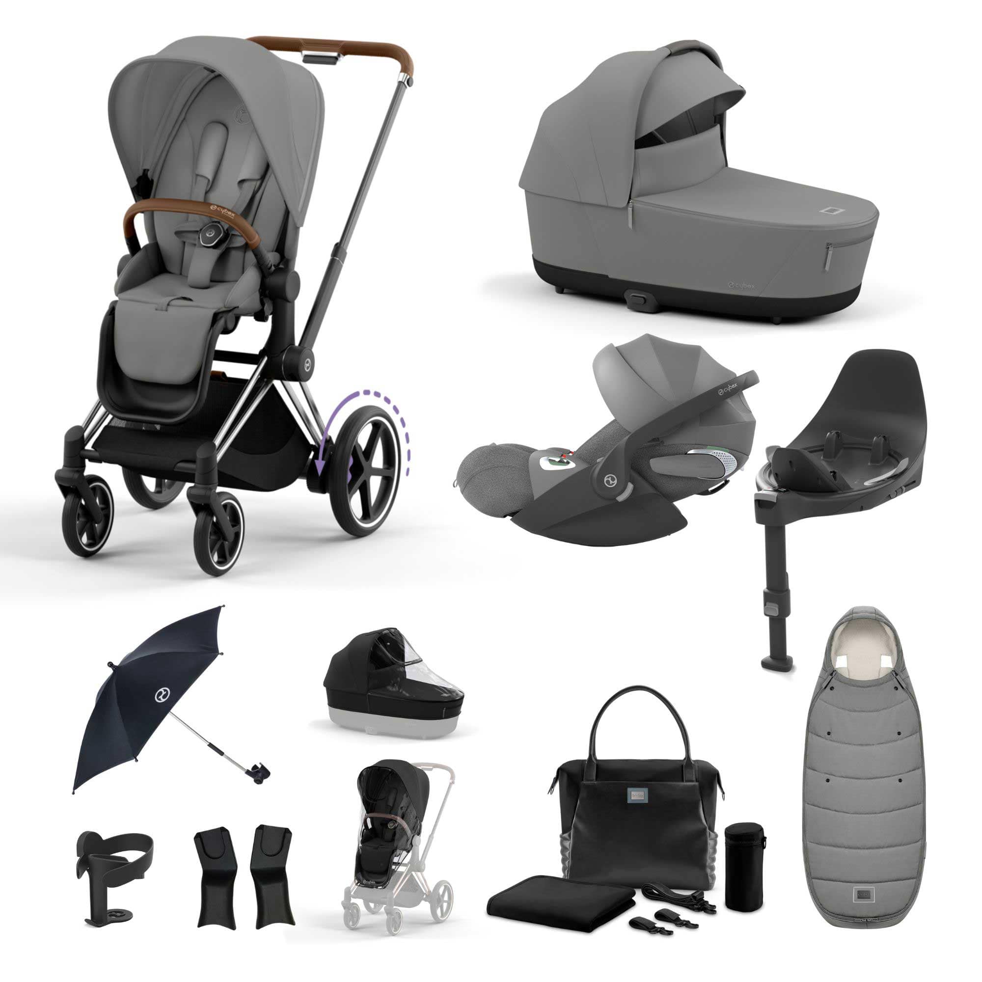 Cybex e-Priam Travel System With Cloud T in Mirage Grey Travel Systems 19754-EP-CTP-CHB-MIR-GRY 4063846415458