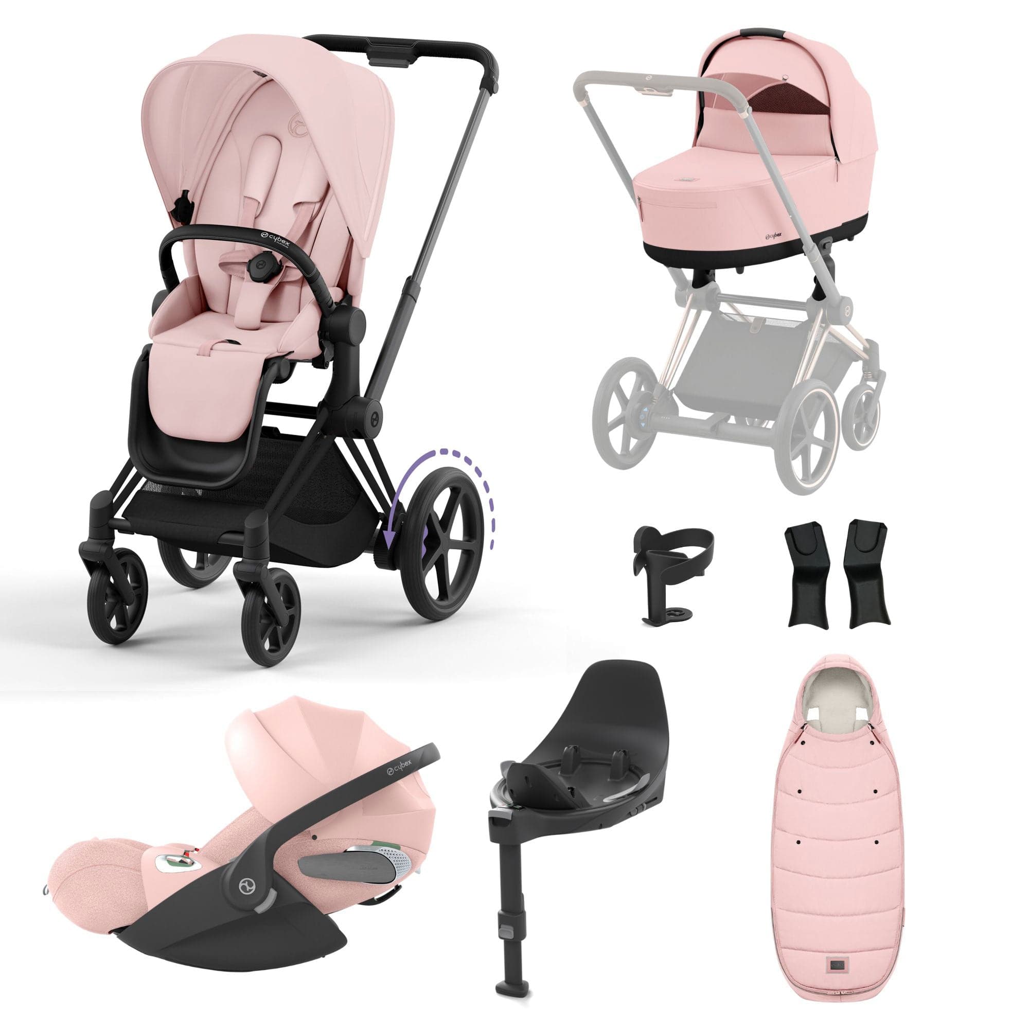 Cybex e-Priam Travel System With Cloud T in Peach Pink Travel Systems 19723-EP-CTP-MAT-PCH-PNK-a 4063846415618