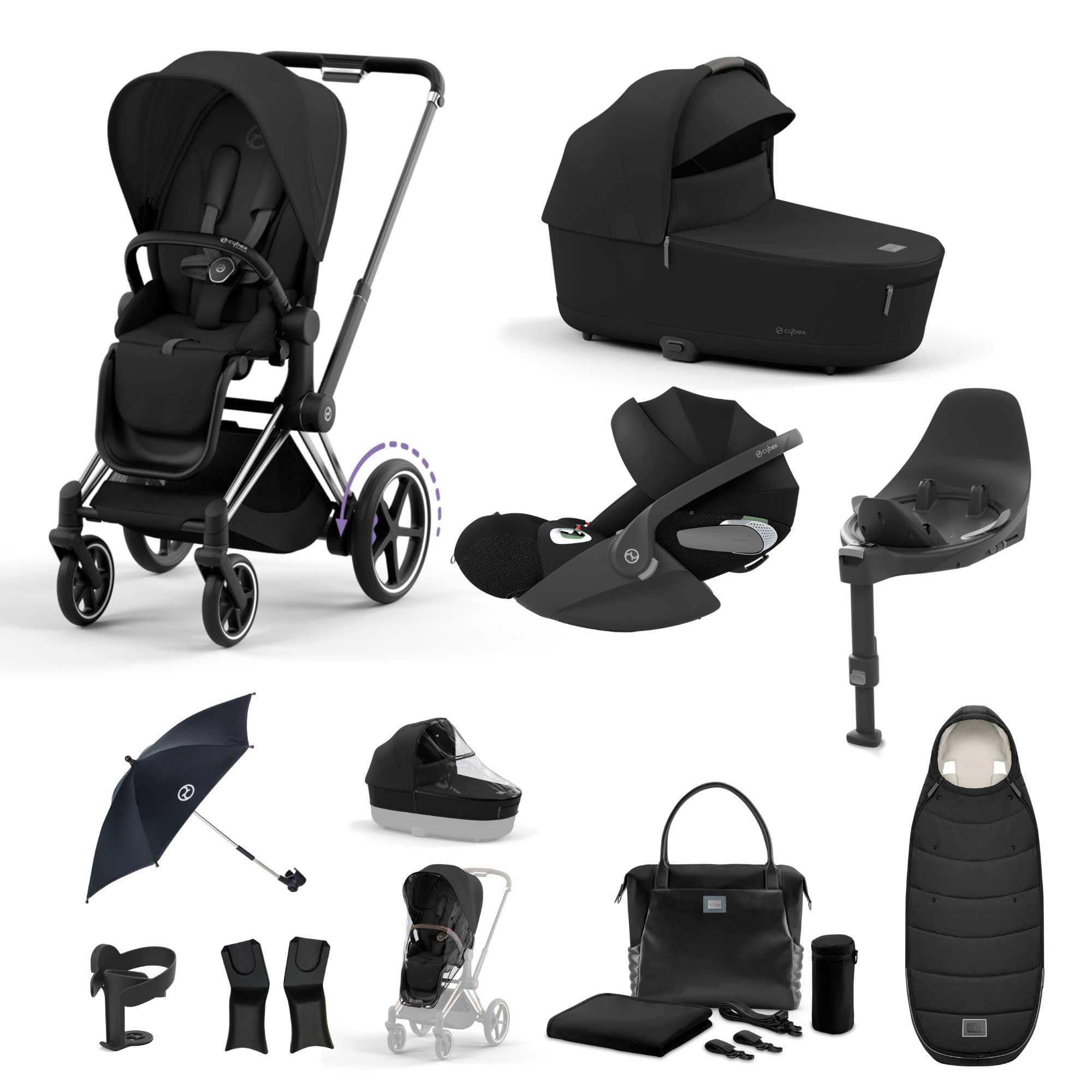 Cybex e-Priam Travel System With Cloud T in Sepia Black Travel Systems 19710-EP-CHR-SEP-BLK 4063846415373